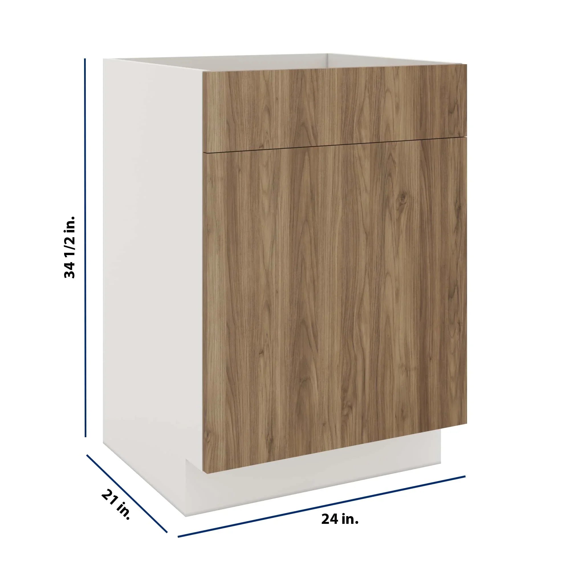 Modernform Cabinet Walnut 24" W X 34 1/2" H X 21" D Vanity Sink Base 1 Doors/1 False Front