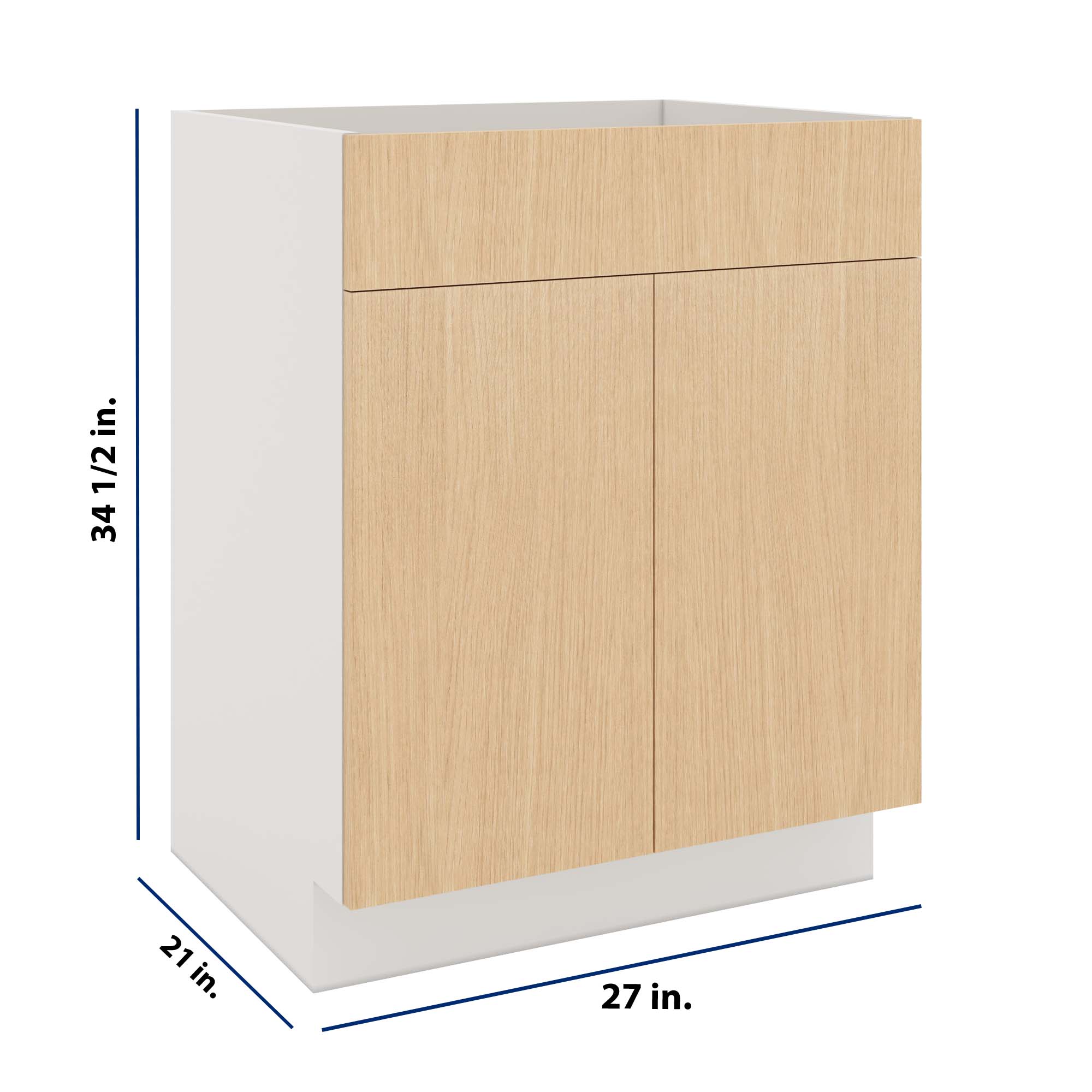 Modernform Cabinet Natural Oak 27" W X 34 1/2" H X 21" D Vanity Sink Base 2 Doors/1 False Front