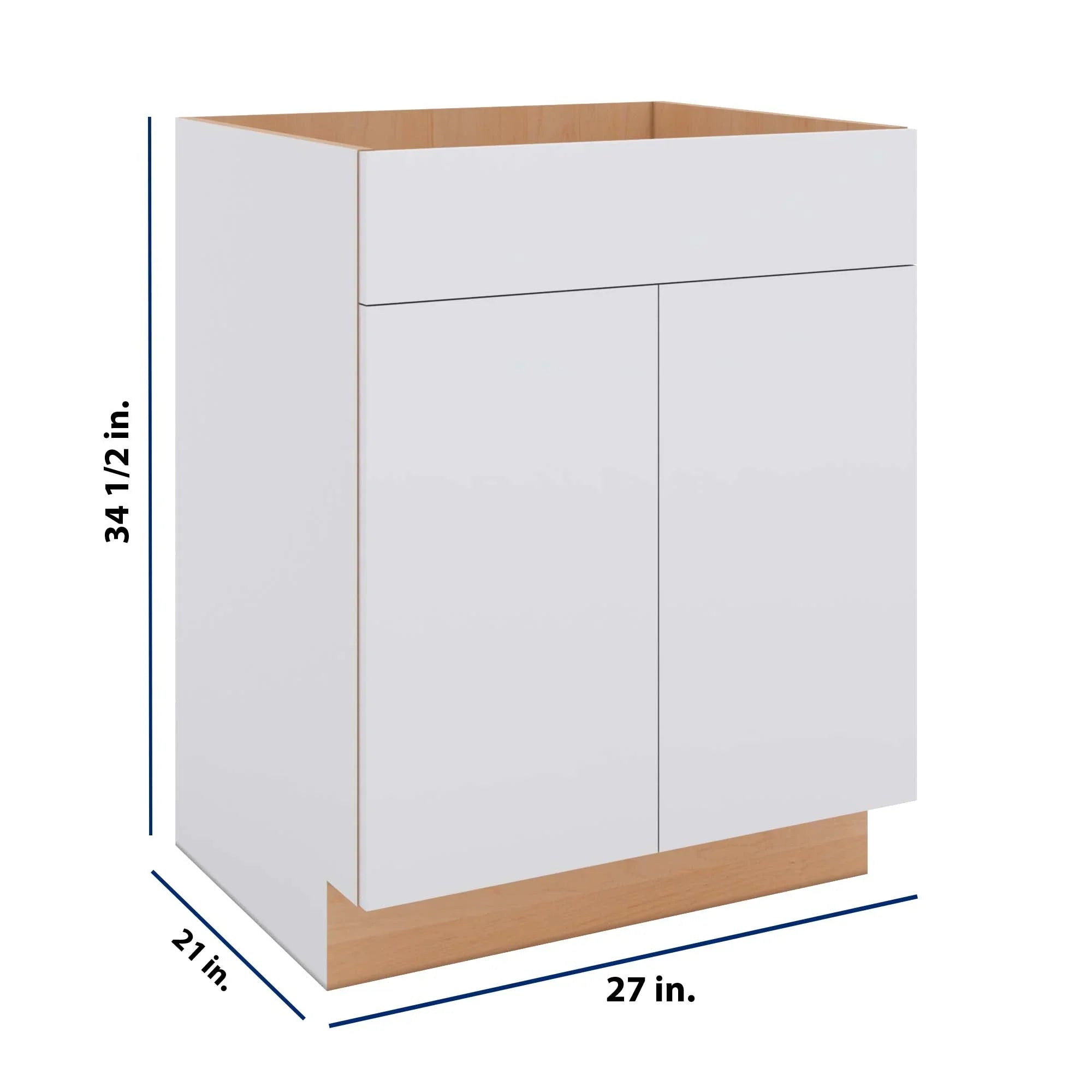 Modernform Cabinet Matte White 27" W X 34 1/2" H X 21" D Vanity Sink Base 2 Doors/1 False Front