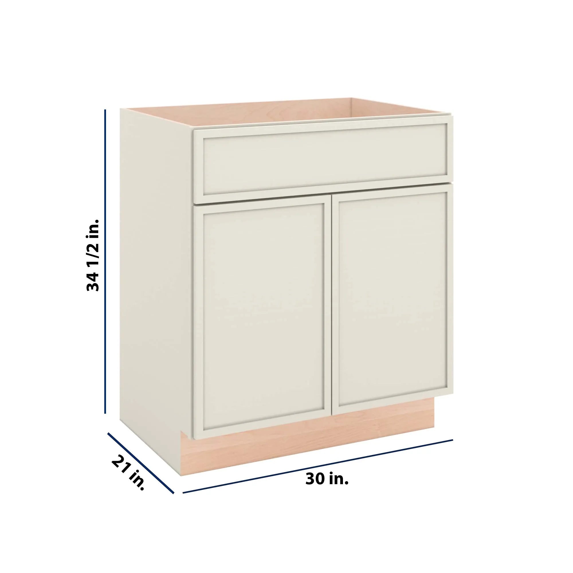 Modernform Cabinet Slim Dove White 30" W X 34 1/2" H X 21" D Sink Base 2 Doors/1 False Front