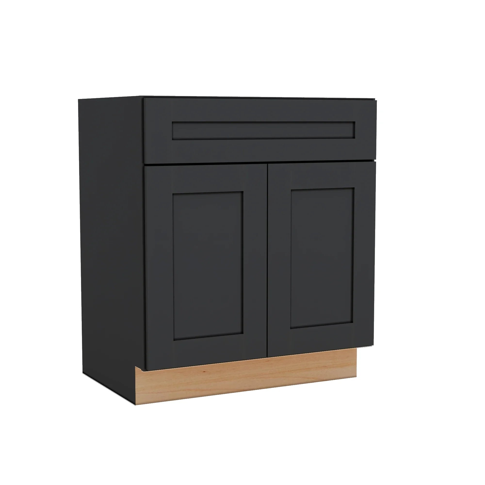Modernform Cabinet Onyx Black Shaker 30" W X 34 1/2" H X 21" D Sink Base 2 Doors/1 False Front