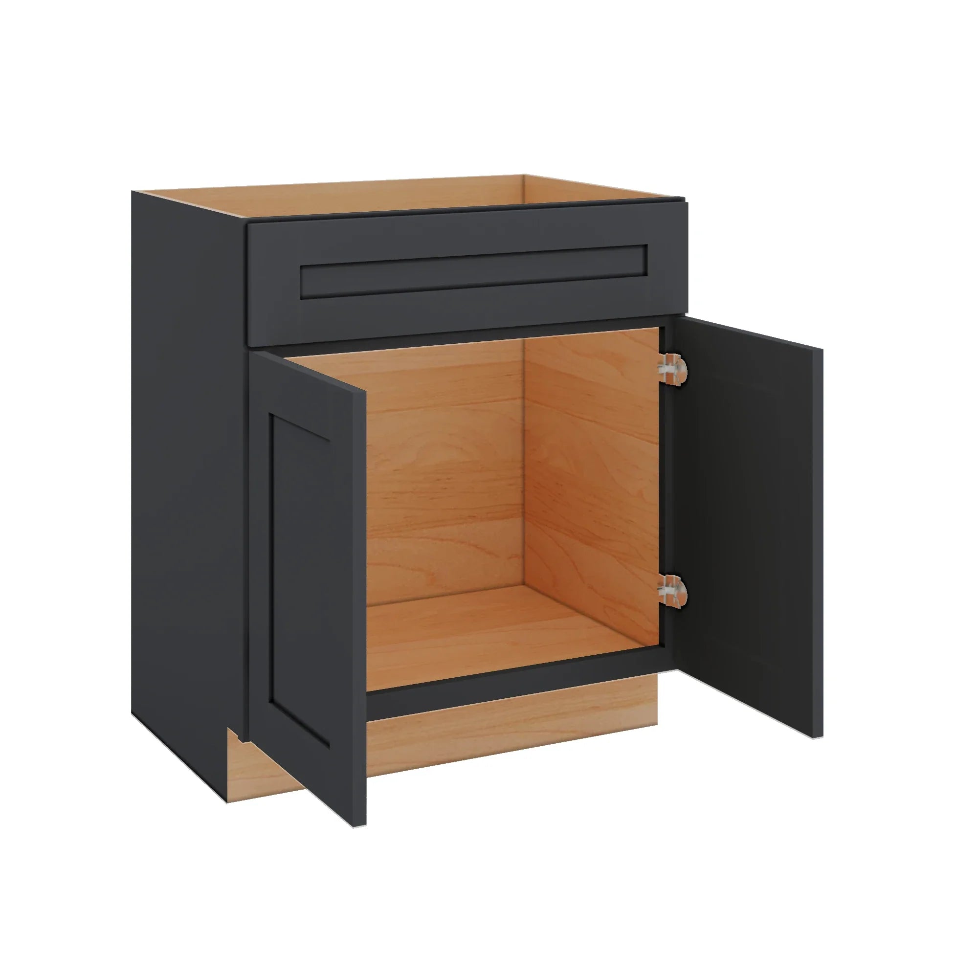 Modernform Cabinet Onyx Black Shaker 30" W X 34 1/2" H X 21" D Sink Base 2 Doors/1 False Front
