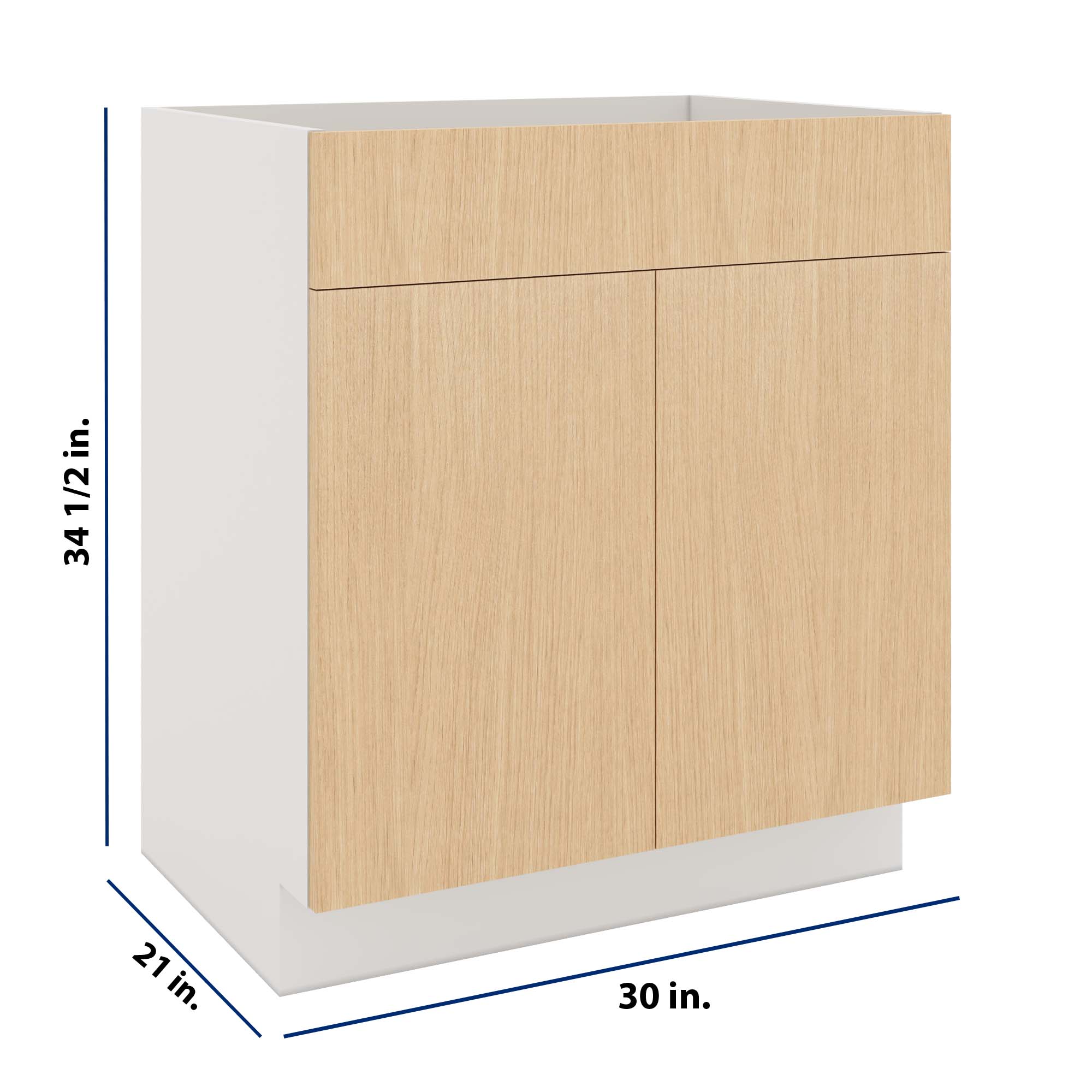 Modernform Cabinet Natural Oak 30" W X 34 1/2" H X 21" D Vanity Sink Base 2 Doors/1 False Front