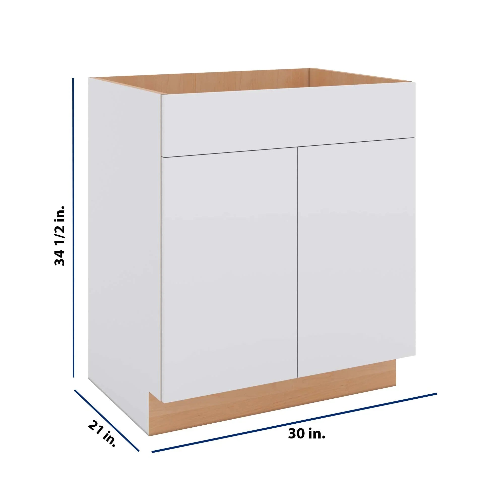Modernform Cabinet Matte White 30" W X 34 1/2" H X 21" D Vanity Sink Base 2 Doors/1 False Front
