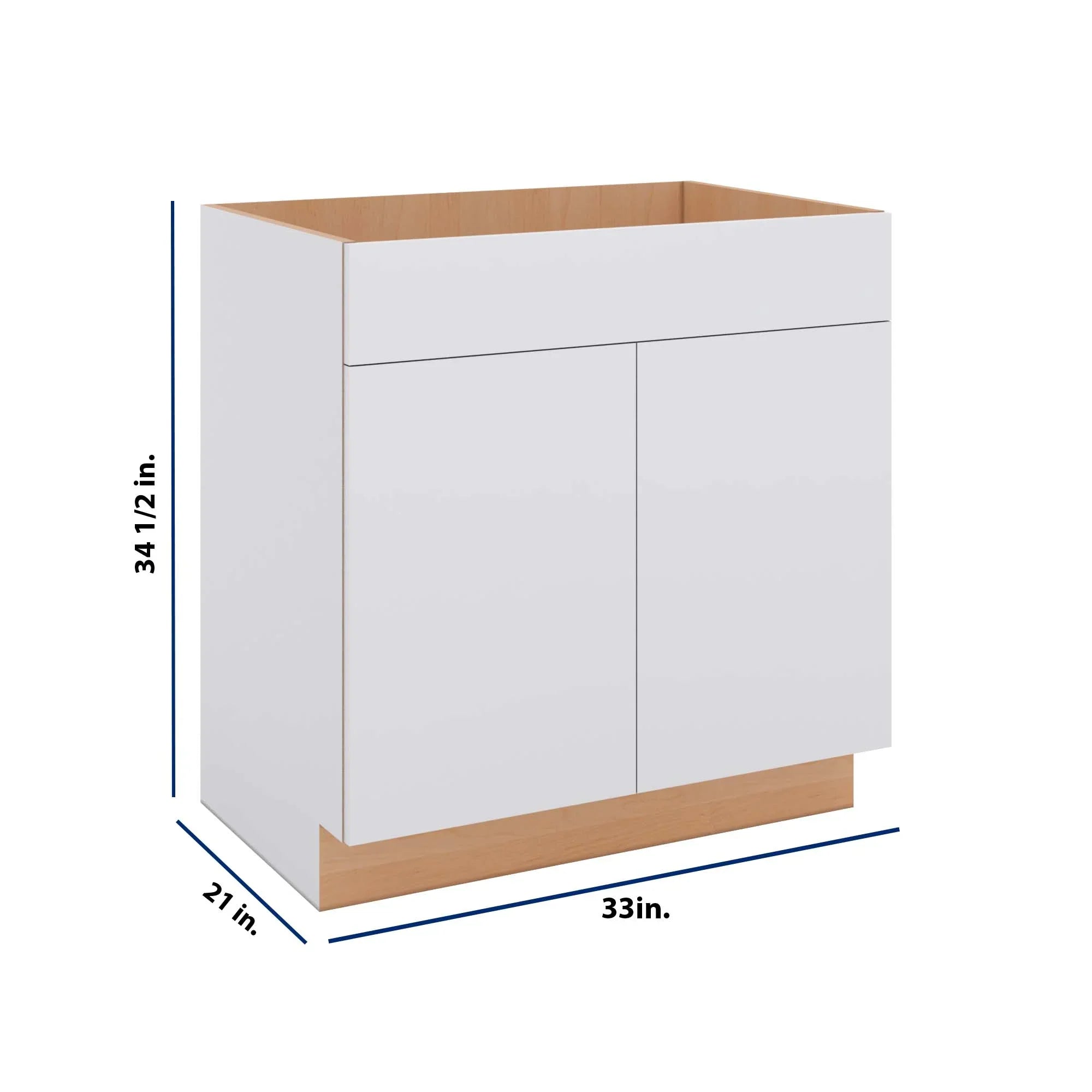 Modernform Cabinet Matte White 33" W X 34 1/2" H X 21" D Vanity Sink Base 2 Doors/1 False Front