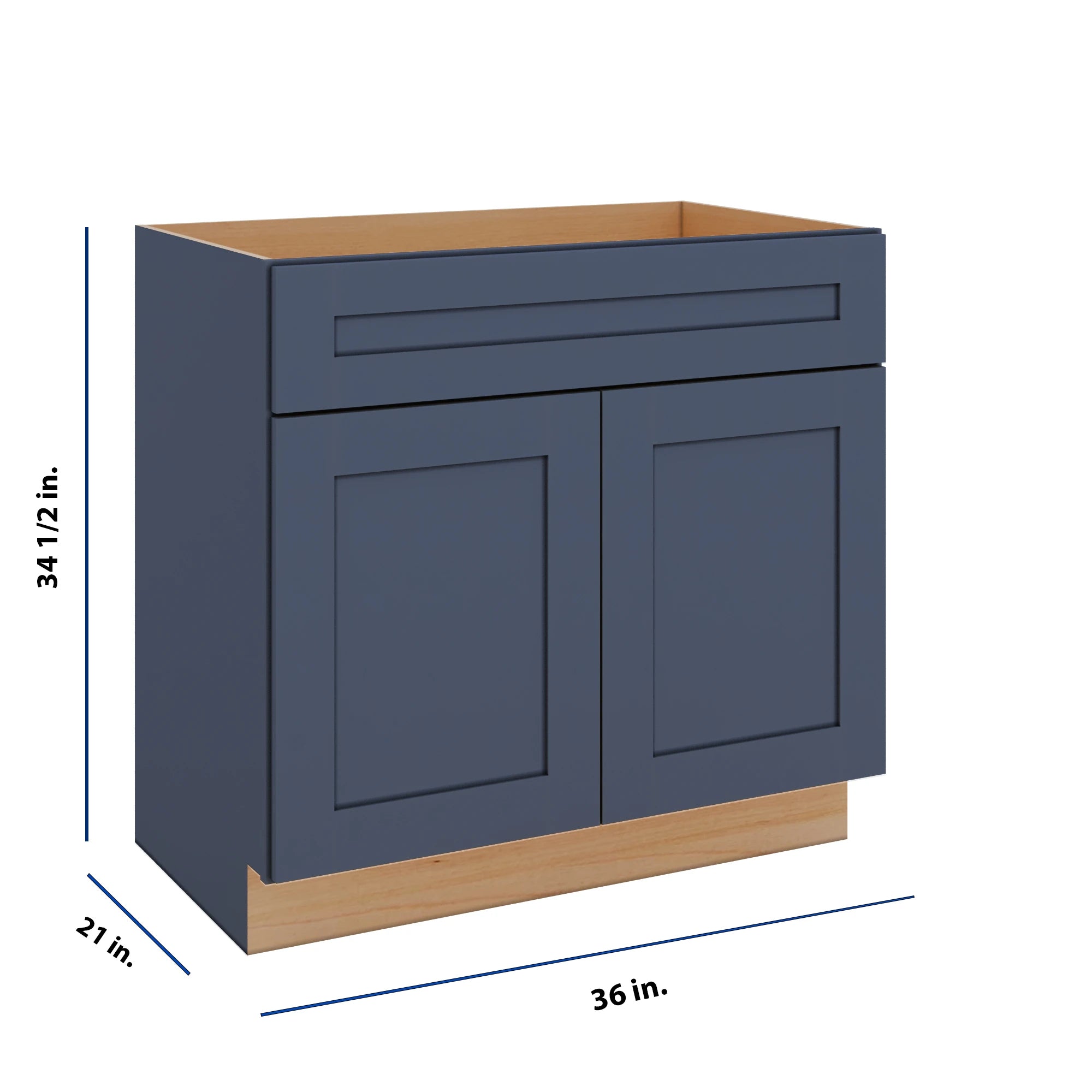Modernform Cabinet Signature Blue 36" W X 34 1/2" H X 21" D Sink Base 2 Doors/1 False Front