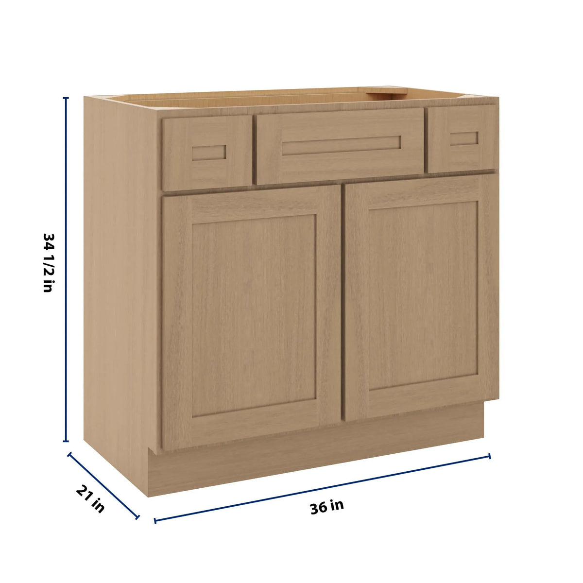 CNC Luxor 5-Piece Harvest 36" W 2 Drawer Vanity Sink Base Cabinet