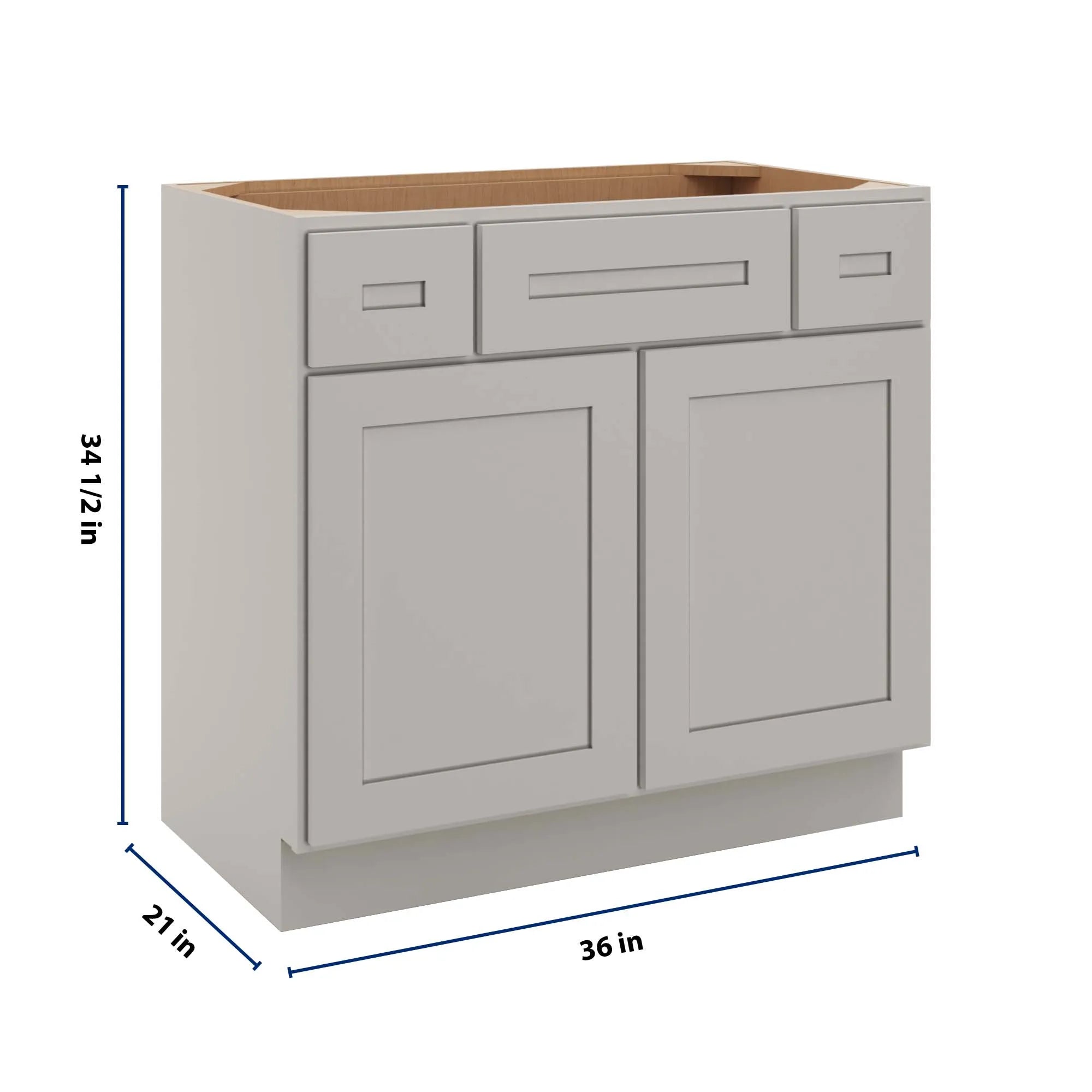 cnc luxor 5 piece misty grey 36 w 2 drawer vanity sink base cabinet