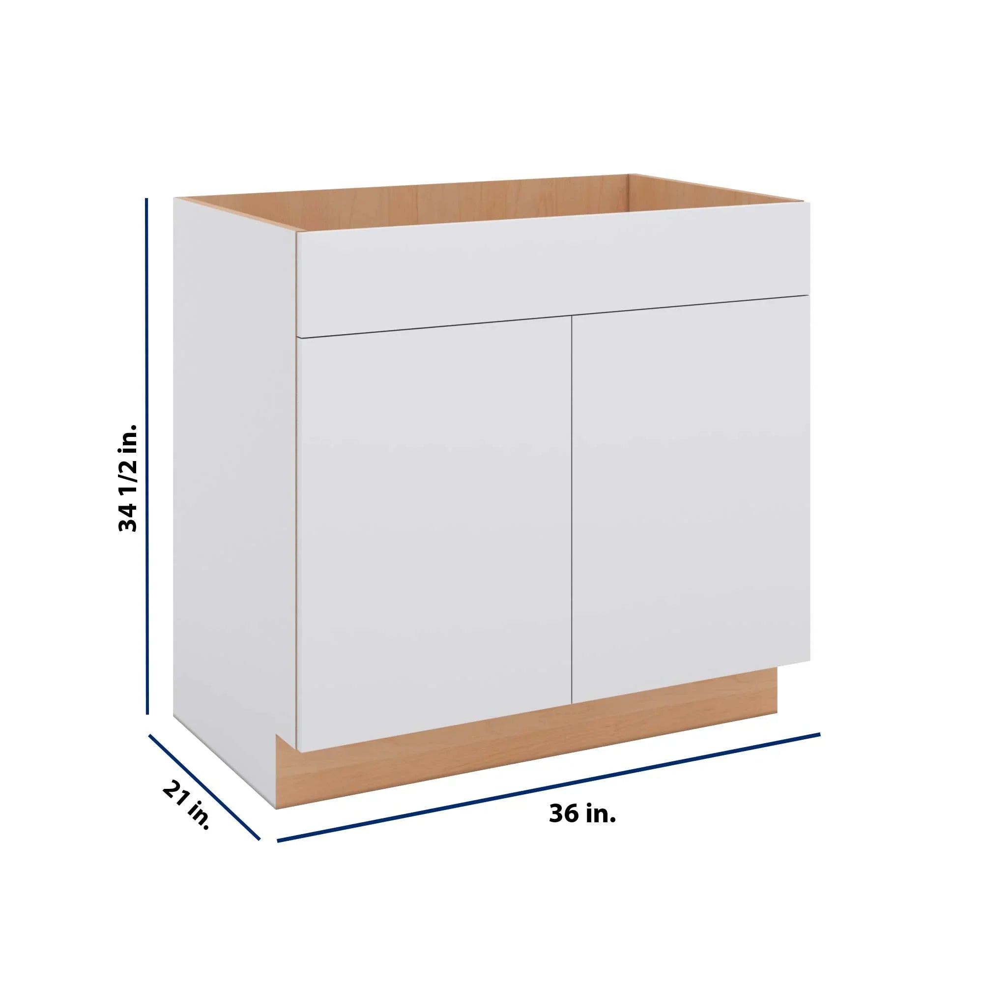 Modernform Cabinet Matte White 36" W X 34 1/2" H X 21" D Vanity Sink Base 2 Doors/1 False Front