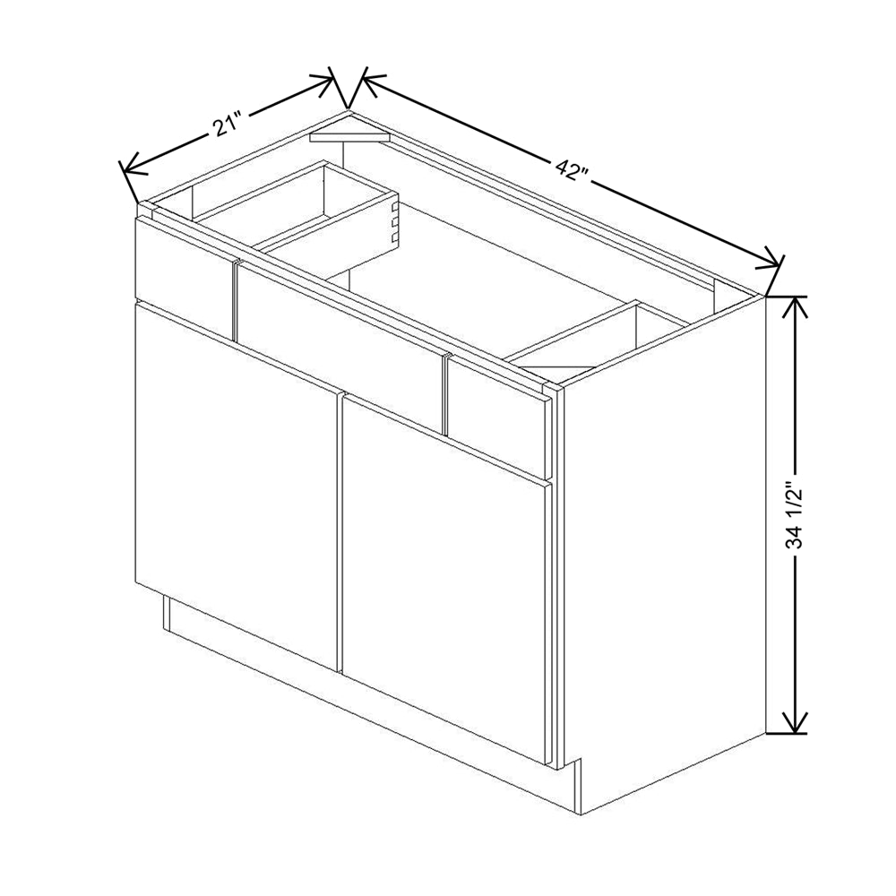CNC Luxor Harvest 42" W 2 Drawer Vanity Sink Base Cabinet