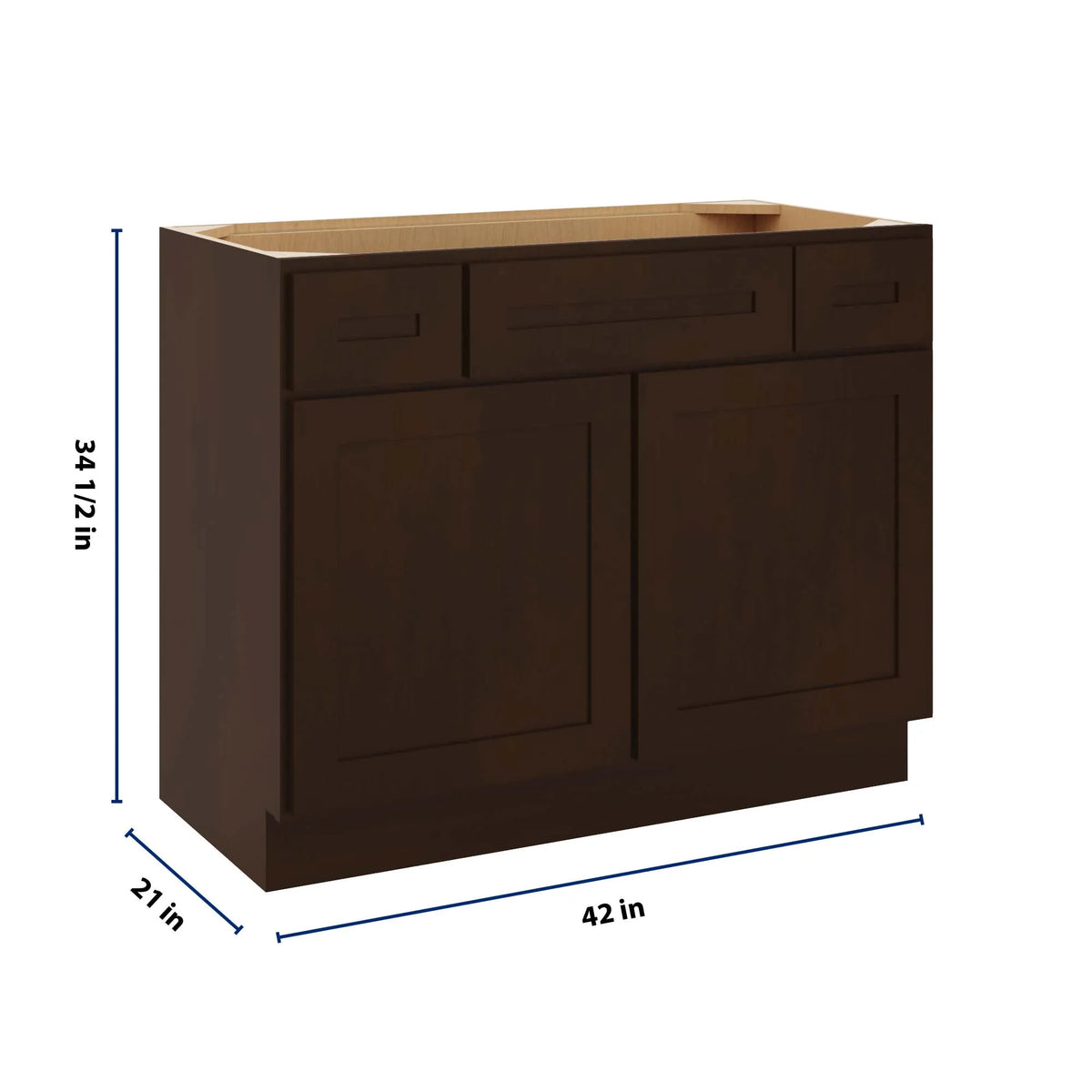 CNC Luxor 5-Piece Espresso 42" W 2 Drawer Vanity Sink Base Cabinet