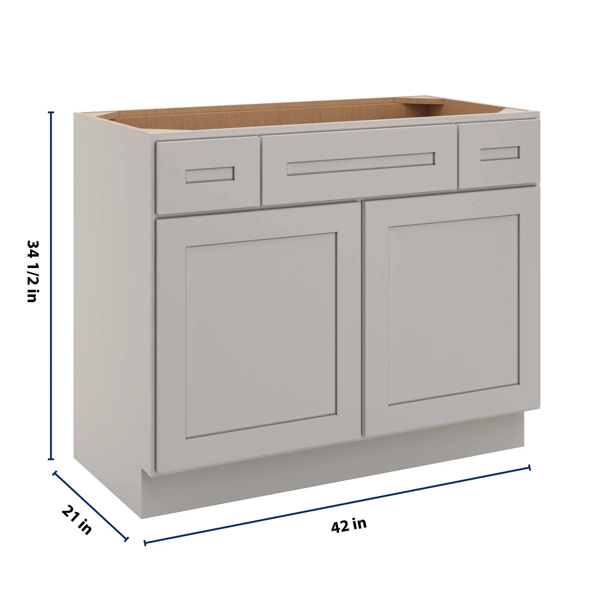 cnc luxor 5 piece misty grey 42 w 2 drawer vanity sink base cabinet