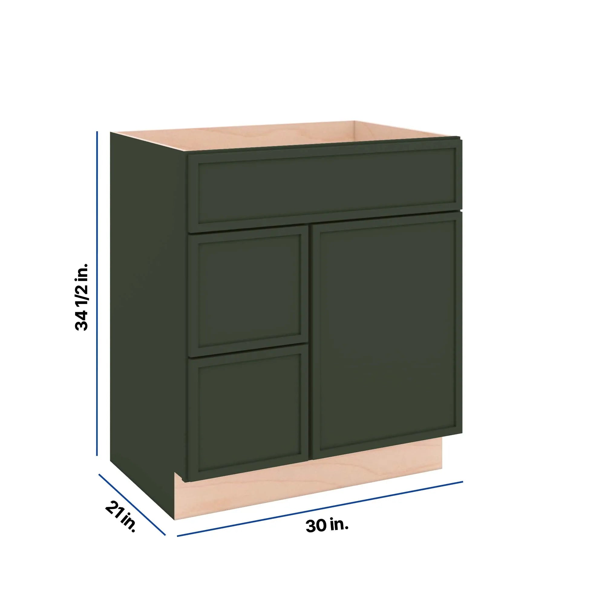 Modernform Cabinet Slim Sage Green 30" W X 34 1/2" H X 21" D Combo Cabinet w/2 Drawers