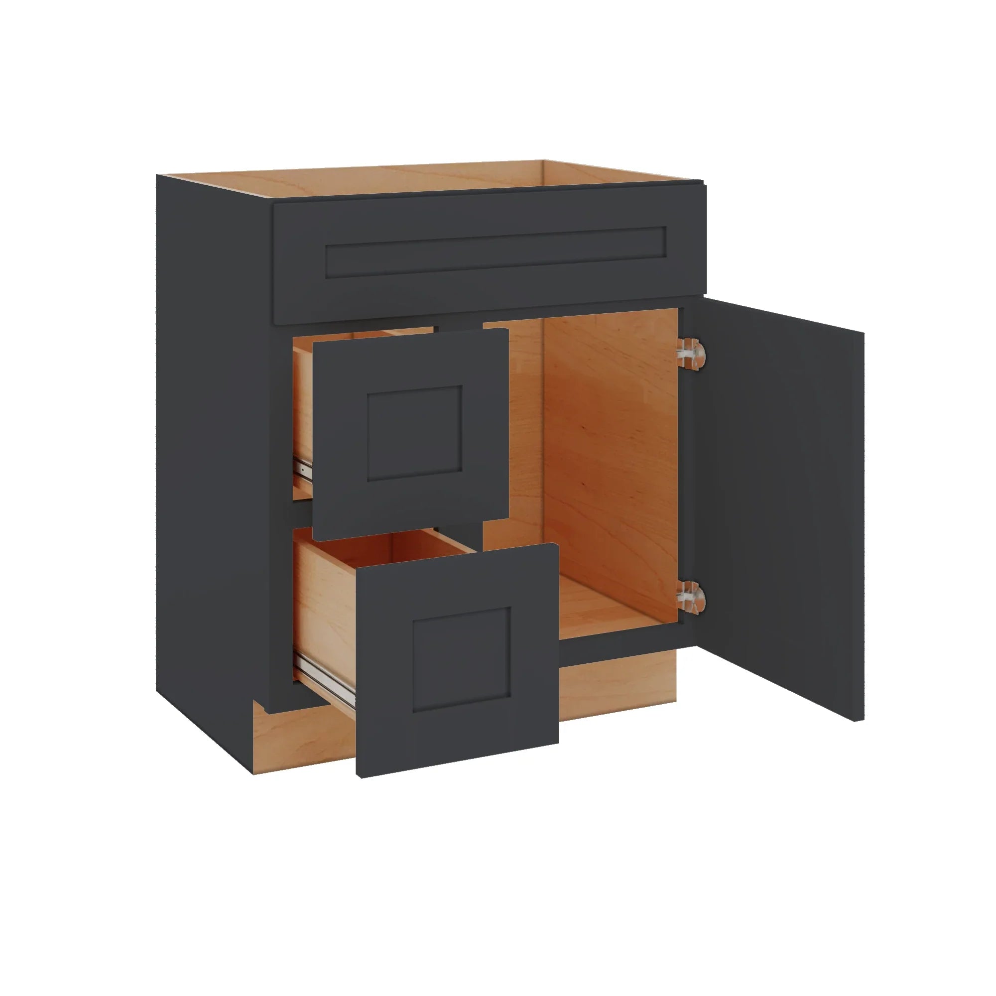 Modernform Cabinet Onyx Black Shaker 30" W X 34 1/2" H X 21" D Combo Cabinet w/2 Drawers