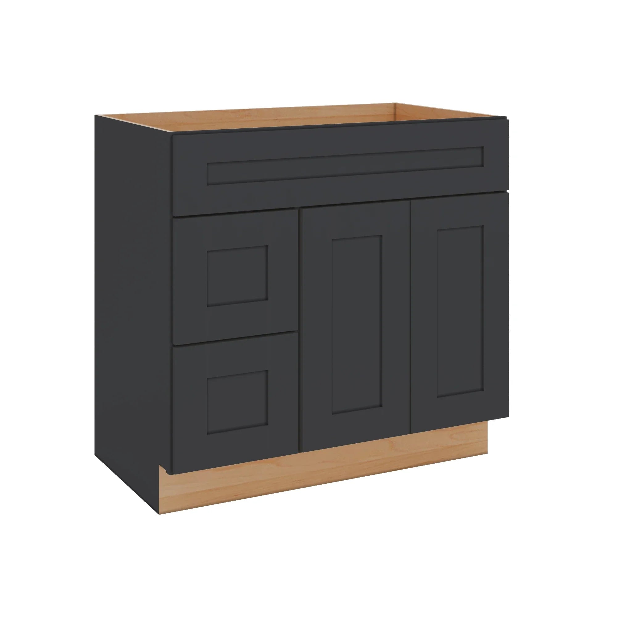 Modernform Cabinet Onyx Black Shaker 36" W X 34 1/2" H X 21" D Combo Cabinet w/2 Drawers