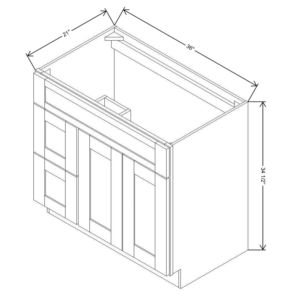 Fabuwood Value Premium Hallmark Frost 36" W X 34 1/2" H X 21" D Vanity Combo Single Sink w/ 1 Door And 2 Drawers Left Cabinet