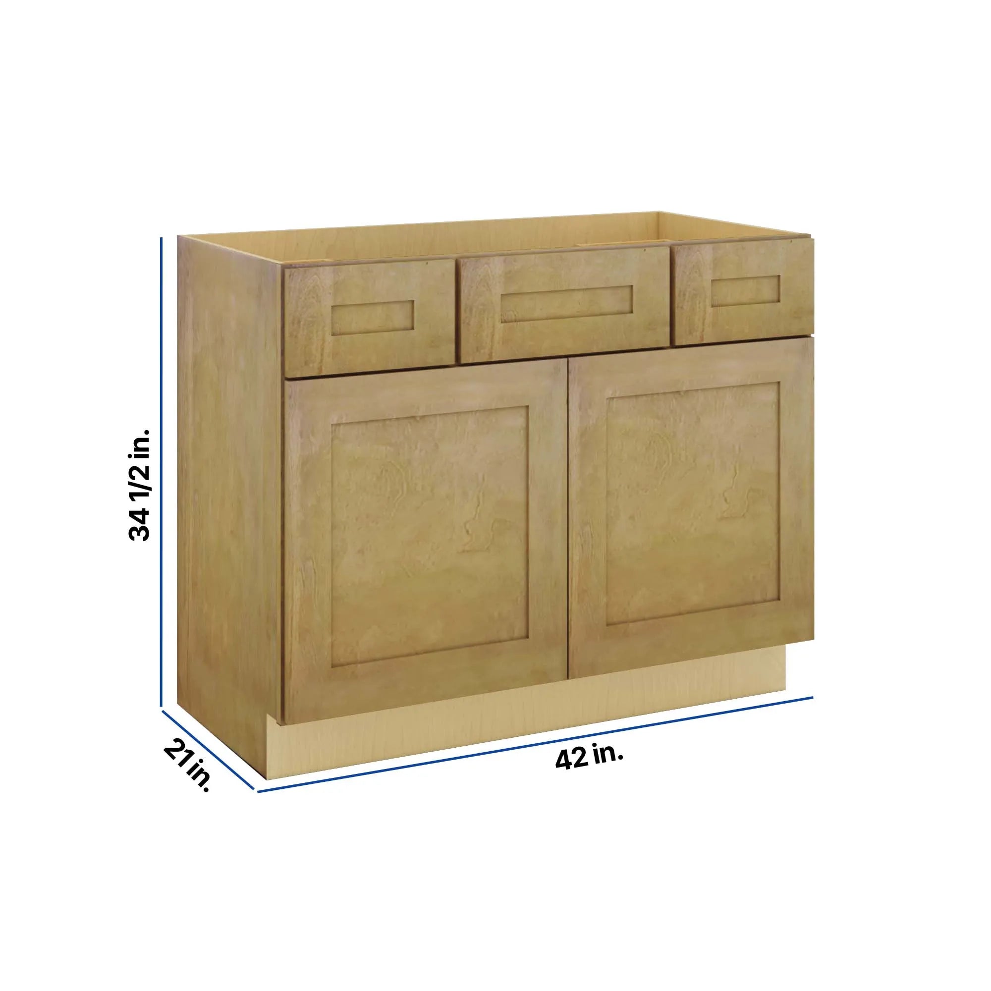 Modernform Cabinet Natural Shaker 42" W X 34 1/2" H X 21" D Combo Cabinet w/2 Side Drawers