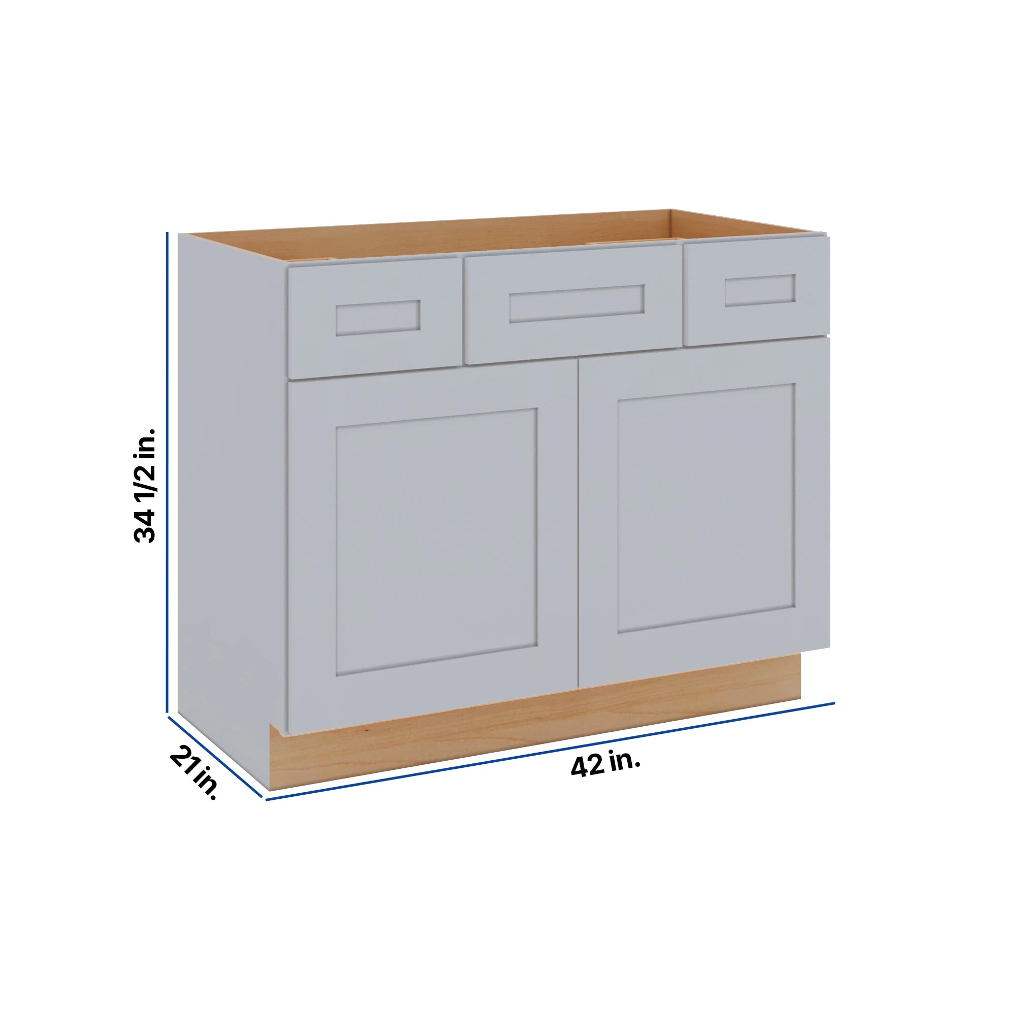 Modernform Cabinet Grey Shaker 42" W X 34 1/2" H X 21" D Combo Cabinet w/2 Side Drawers