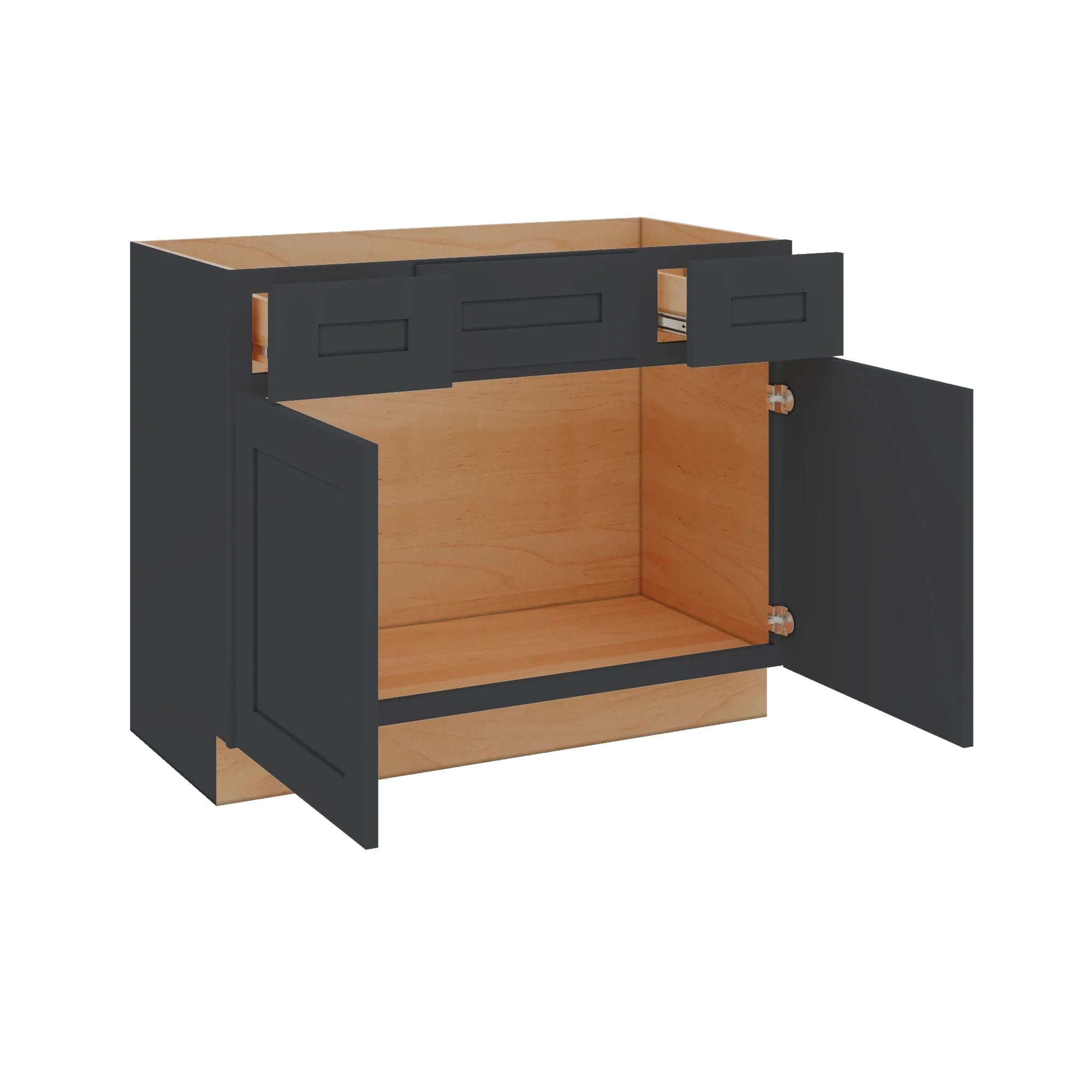 Modernform Cabinet Onyx Black Shaker 42" W X 34 1/2" H X 21" D Combo Cabinet w/2 Side Drawers