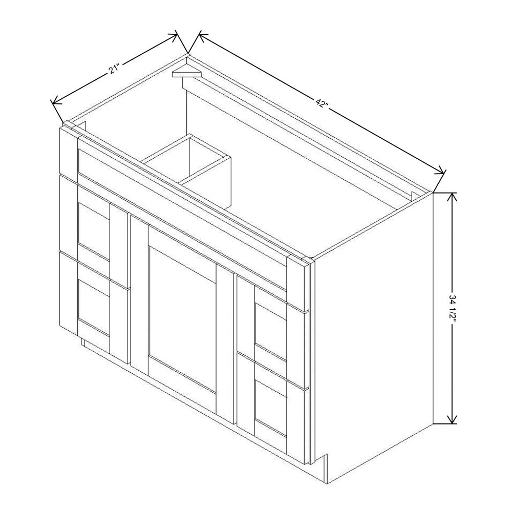 Fabuwood Allure Fusion Oyster 42"W Vanity Combo Single Sink w/4 Drawers