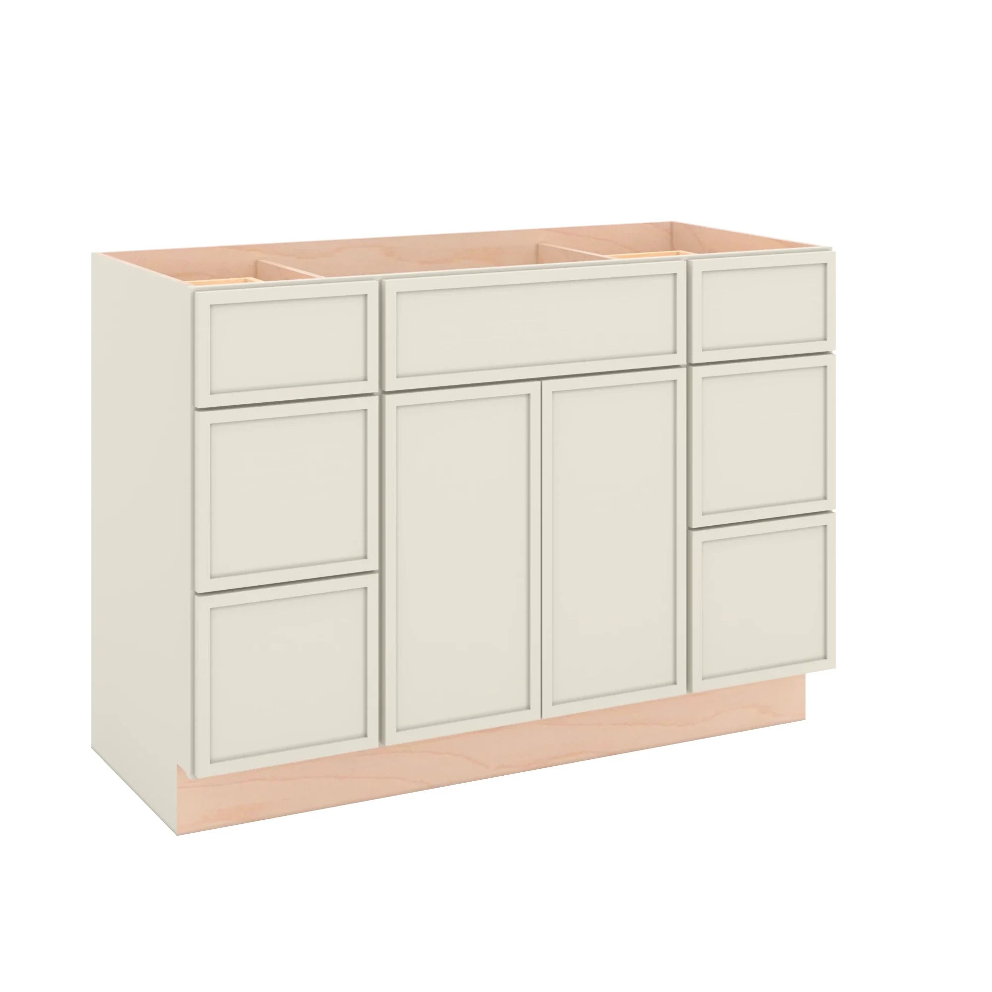 Modernform Cabinet Slim Dove White 48" W X 34 1/2" H X 21" D Combo Cabinet 2 Doors/6 Drawers/1 False Front