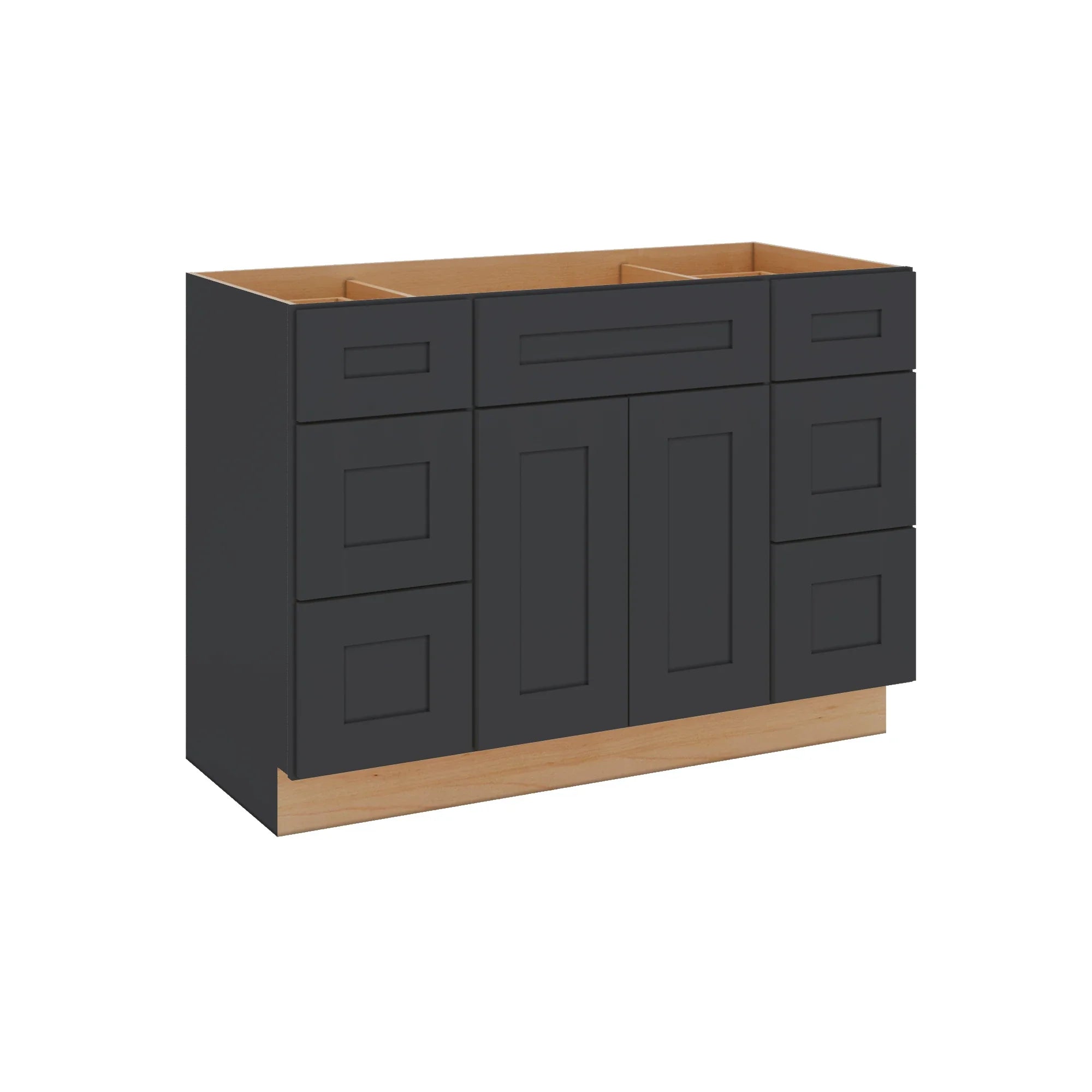 Modernform Cabinet Onyx Black Shaker 48" W X 34 1/2" H X 21" D Combo Cabinet 2 Doors/6 Drawers/1 False Front
