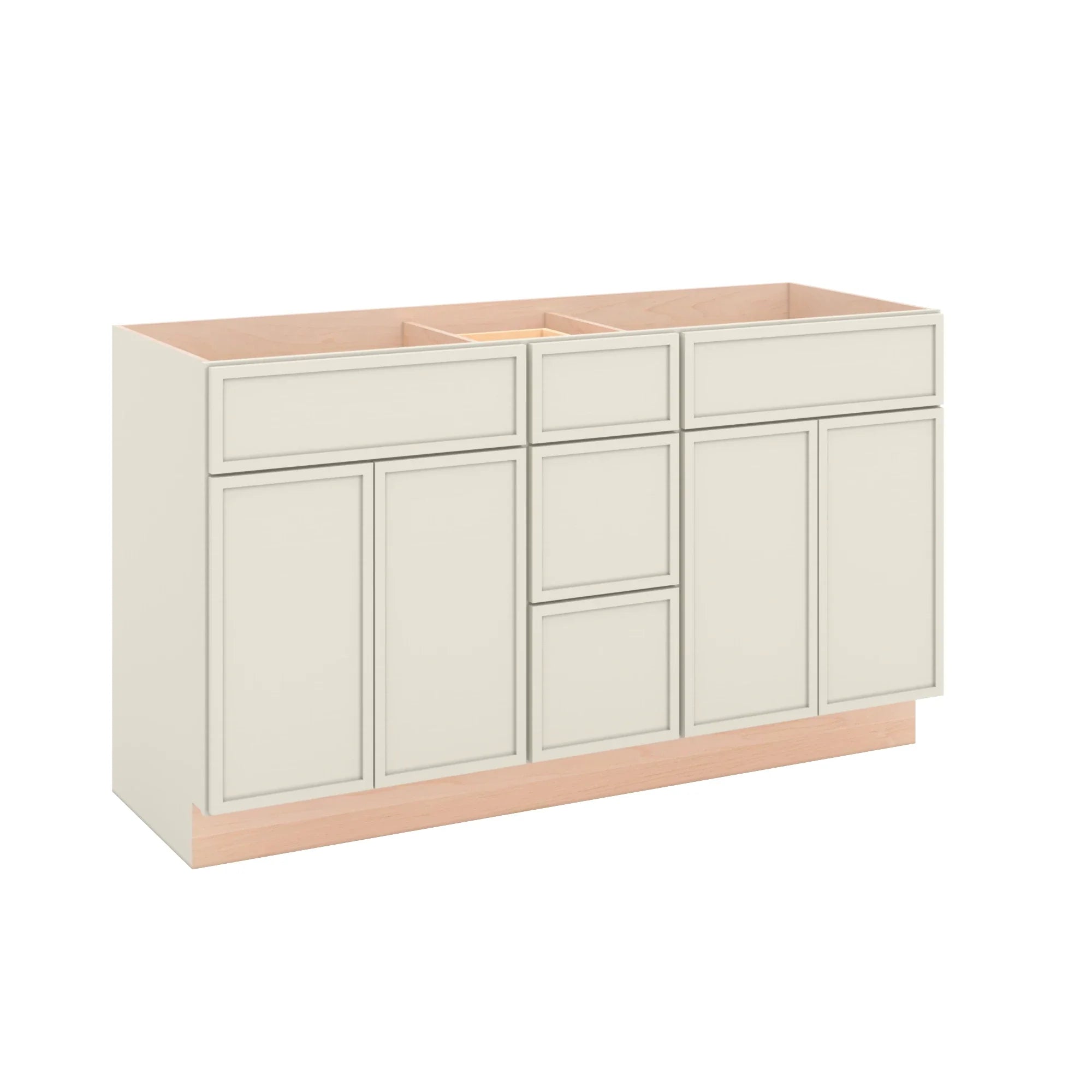 Modernform Cabinet Slim Dove White 60" W X 34 1/2" H X 21" D Combo Cabinet 4 Doors/3 Drawers/2 False Front