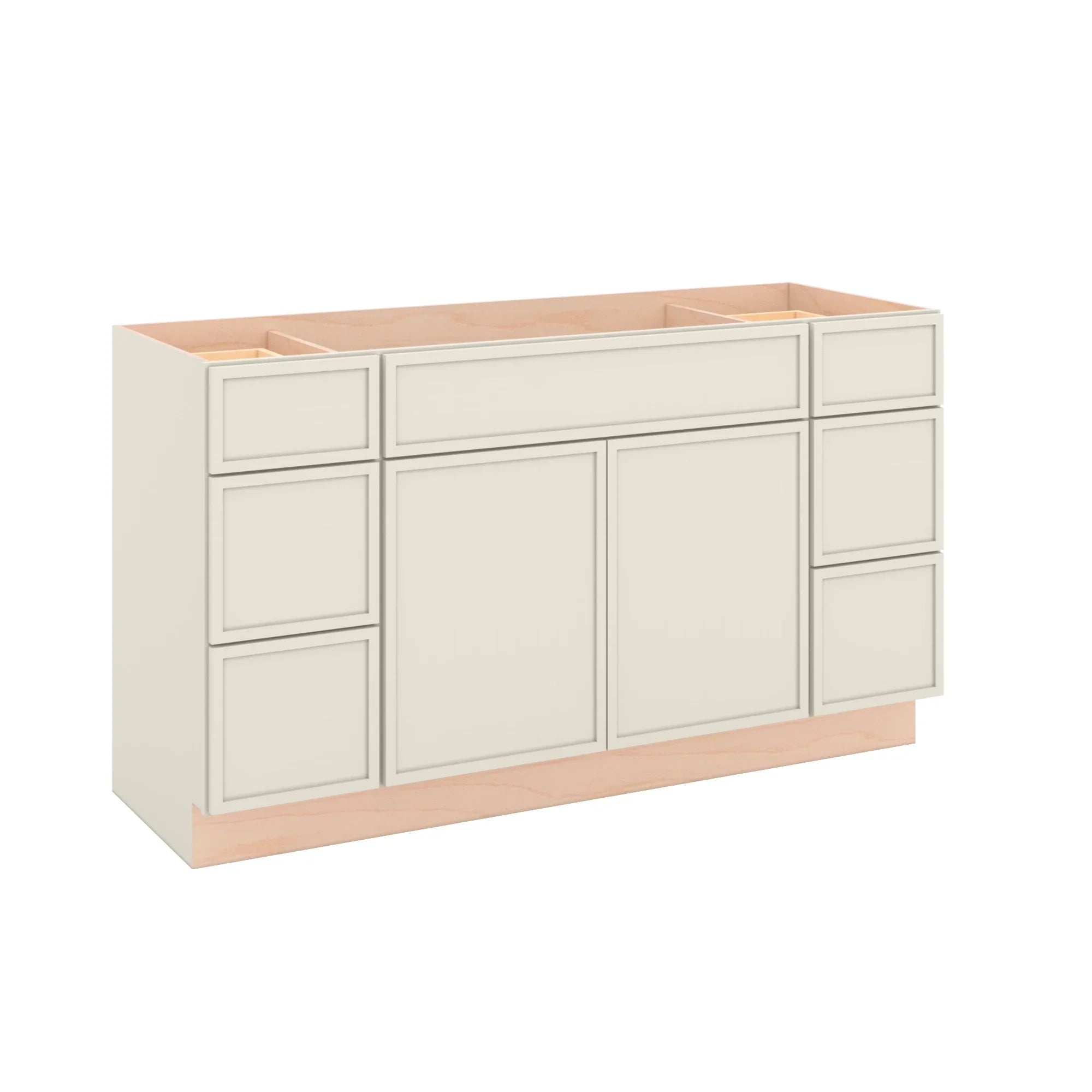 Modernform Cabinet Slim Dove White 60" W X 34 1/2" H X 21" D Combo Cabinet 2 Doors/6 Drawers/1 False Front