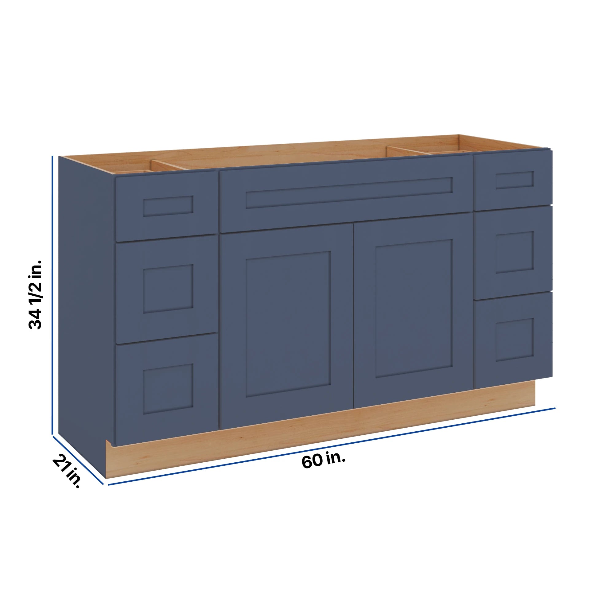 Modernform Cabinet Signature Blue 60" W X 34 1/2" H X 21" D Combo Cabinet 2 Doors/6 Drawers/1 False Front