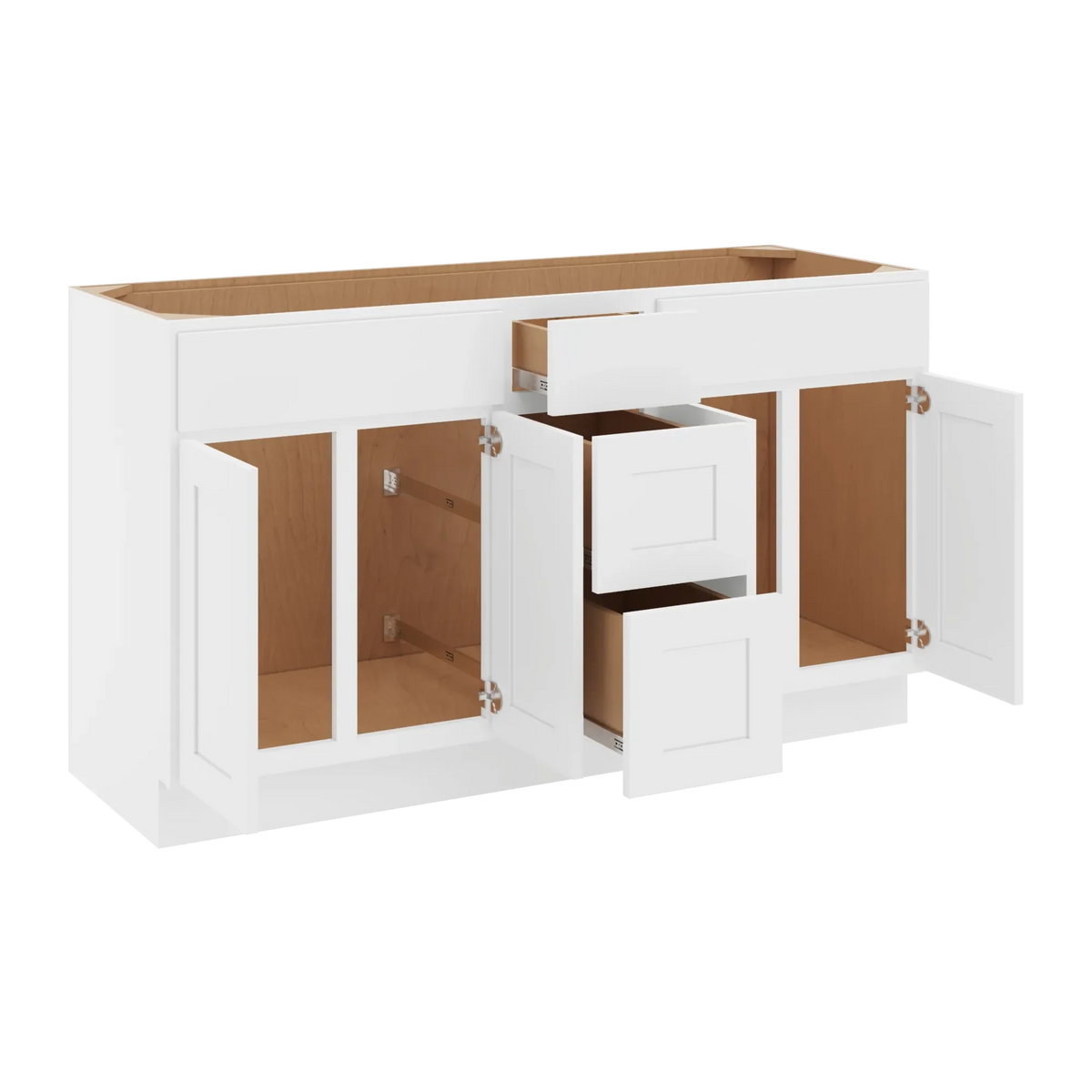 cnc luxor white 60 w vanity drawer double sink base cabinet