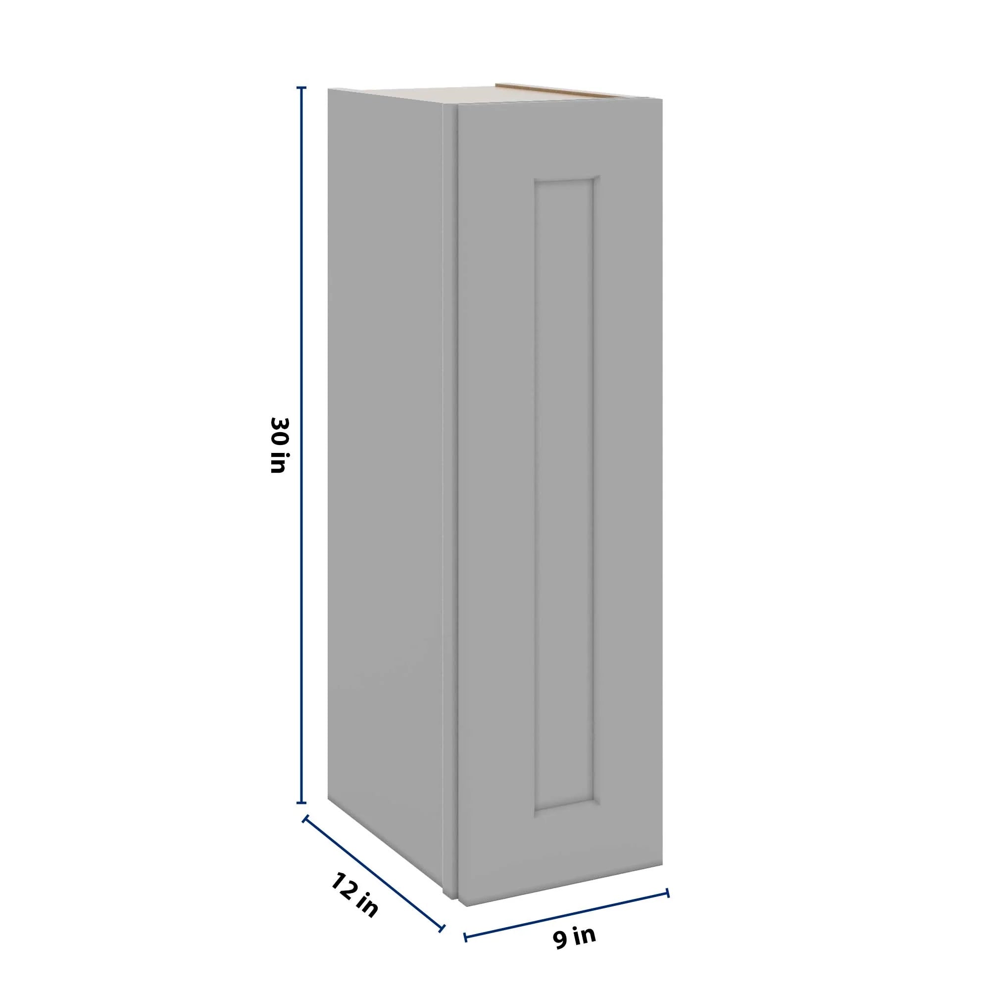 J&K Castle Grey S5 Single Door Wall Cabinet - 09" W x 30" H