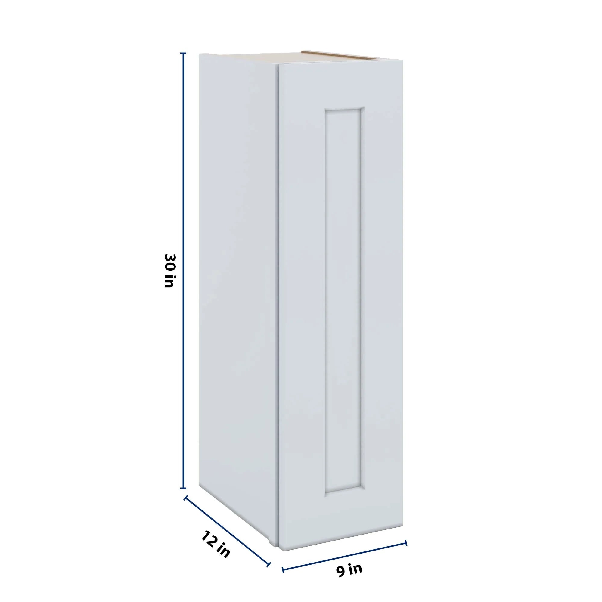 J&K White Shaker S8 Single Door Wall Cabinet - 09" W x 30" H