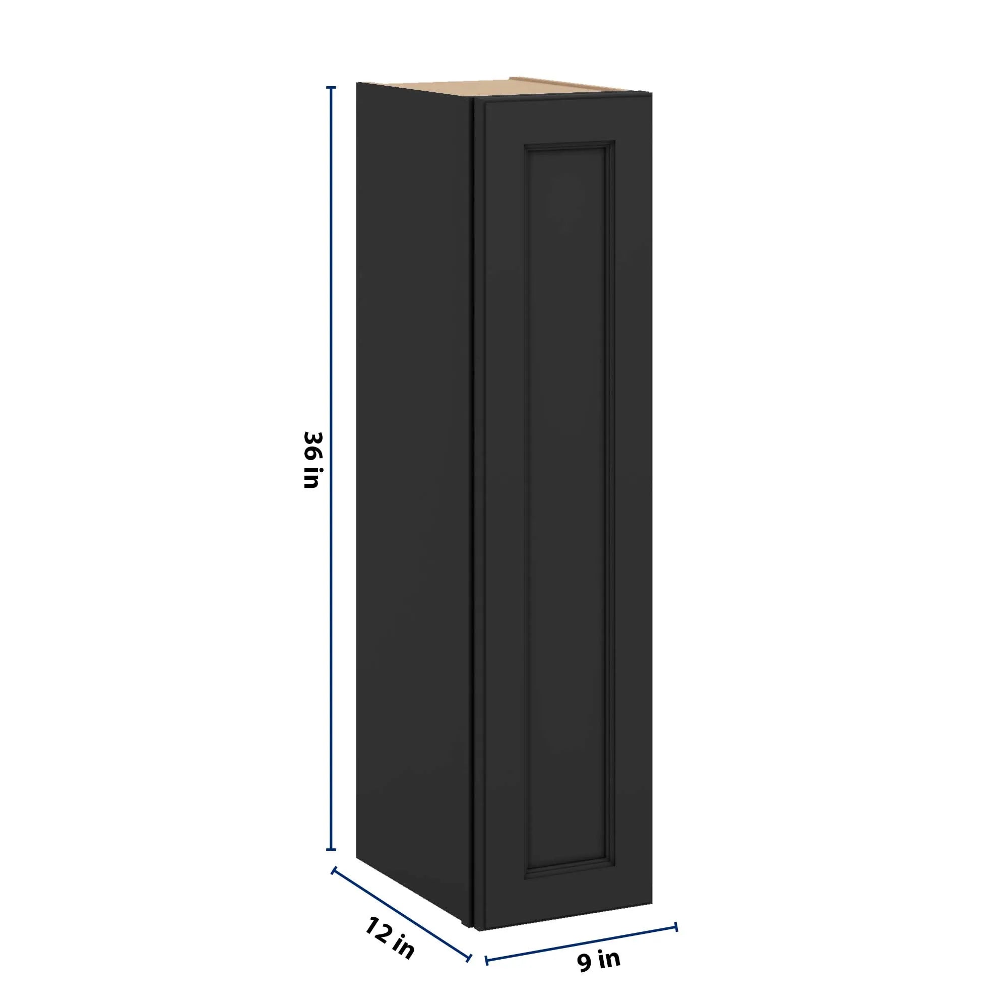 J&K Charcoal E2 Single Door Wall Cabinet - 09" W x 36" H