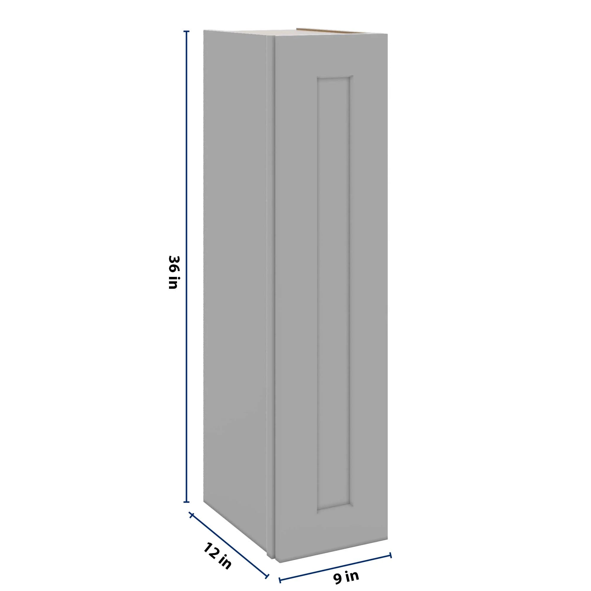 J&K Castle Grey S5 Single Door Wall Cabinet - 09" W x 36" H