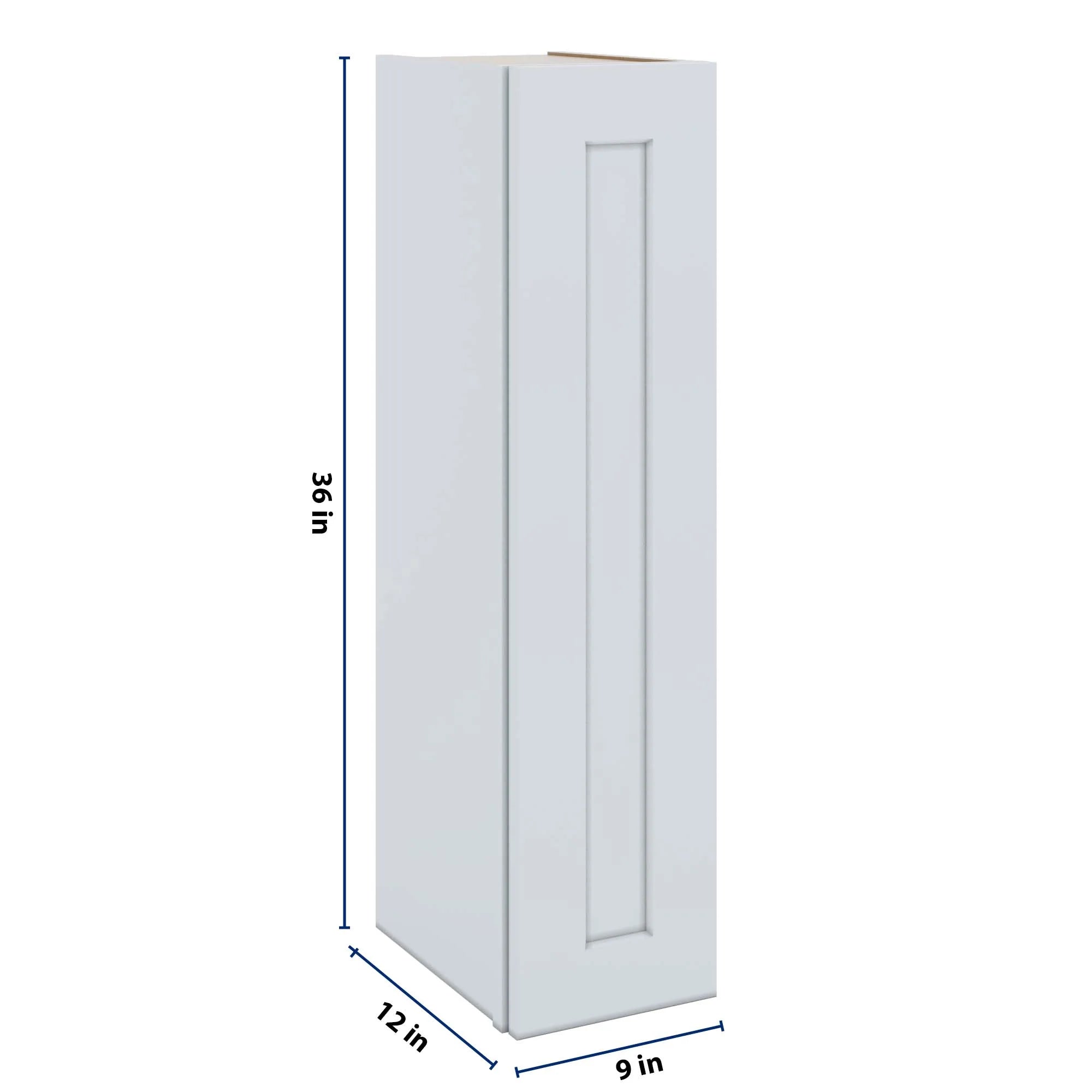 J&K White Shaker S8 Single Door Wall Cabinet - 09" W x 36" H