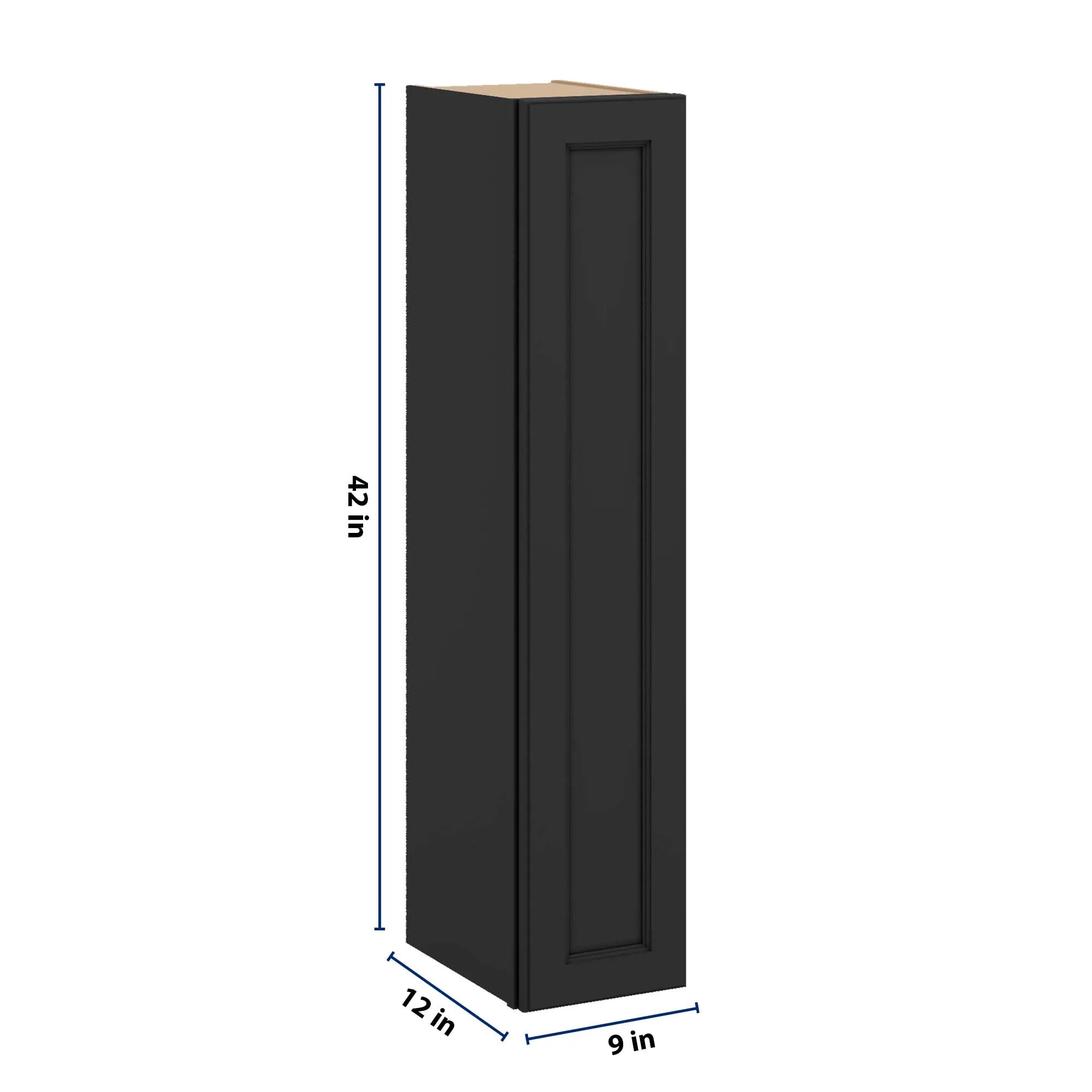 J&K Charcoal E2 Single Door Wall Cabinet - 09" W x 42" H