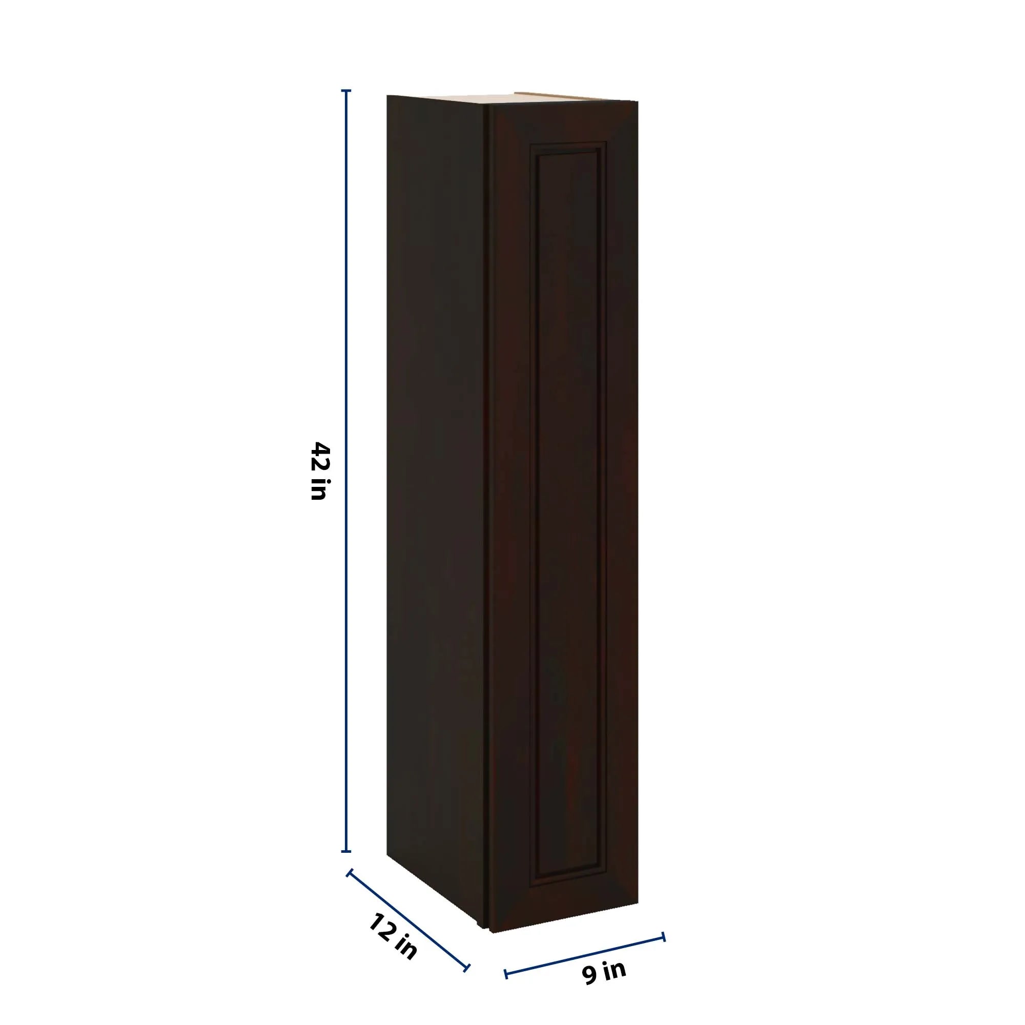 J&K Espresso K8 Single Door Wall Cabinet - 09" W x 42" H
