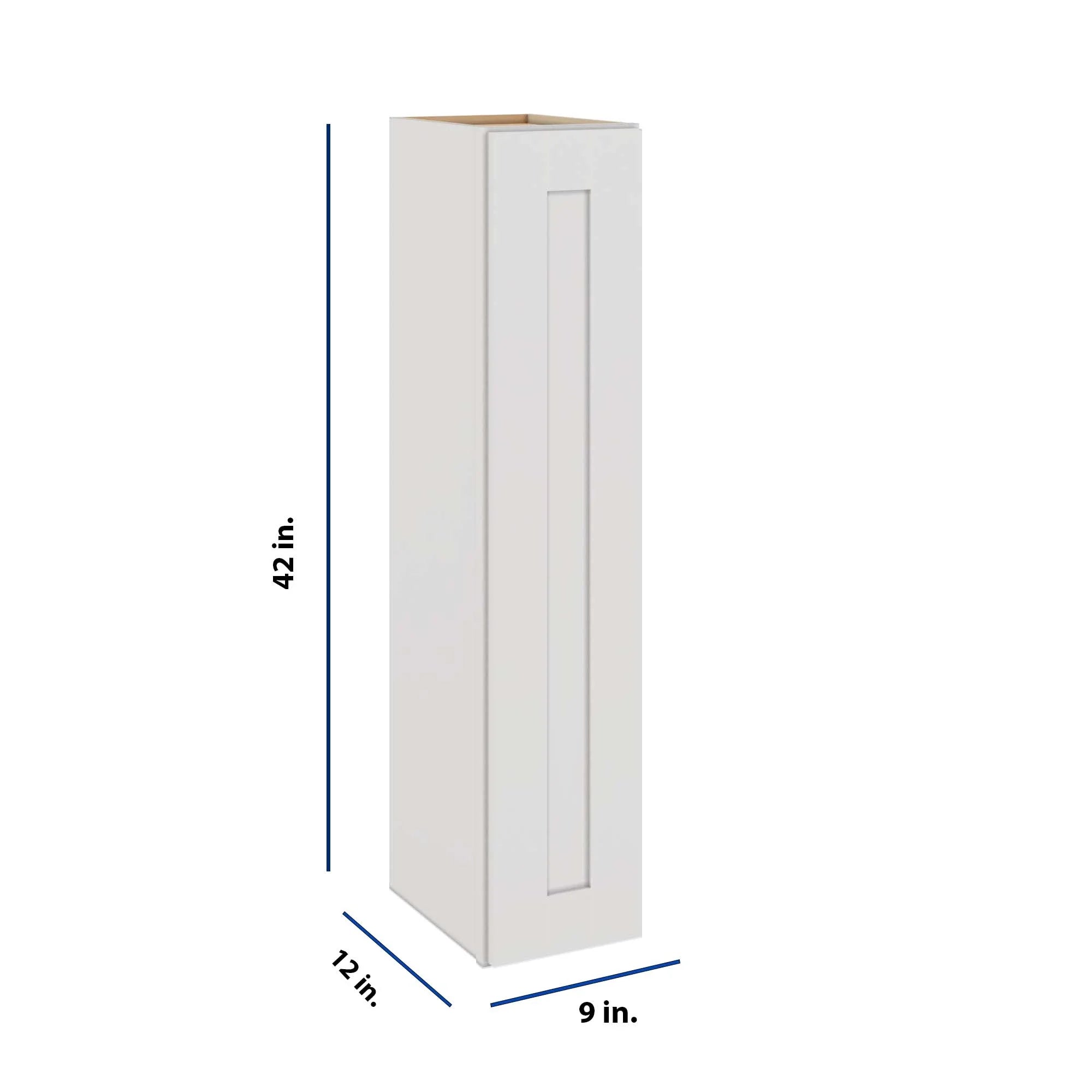 Modernform Cabinet White Shaker 09" W X 42" H X 12" D Single Door Wall Cabinet