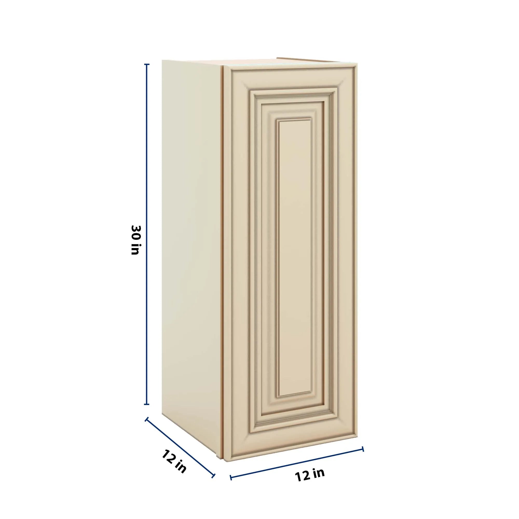 J&K Creme Glazed A7 Single Door Wall Cabinet - 12" W x 30" H