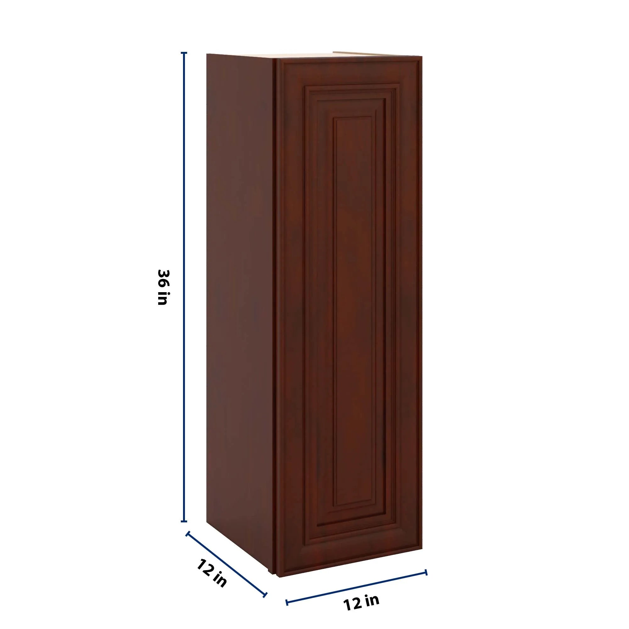 J&K Mahogany J5 Single Door Wall Cabinet - 12" W x 36" H
