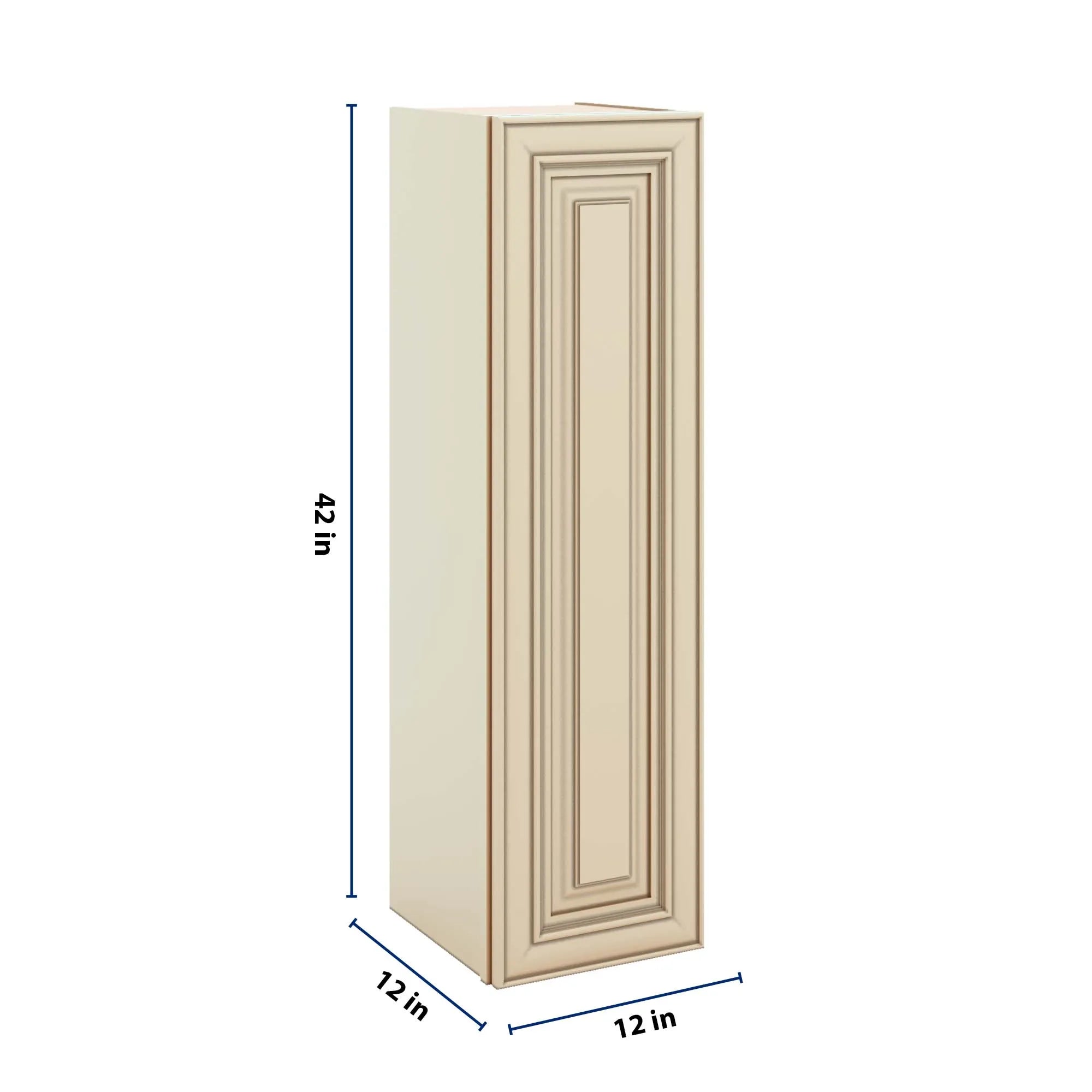 J&K Creme Glazed A7 Single Door Wall Cabinet - 12" W x 42" H