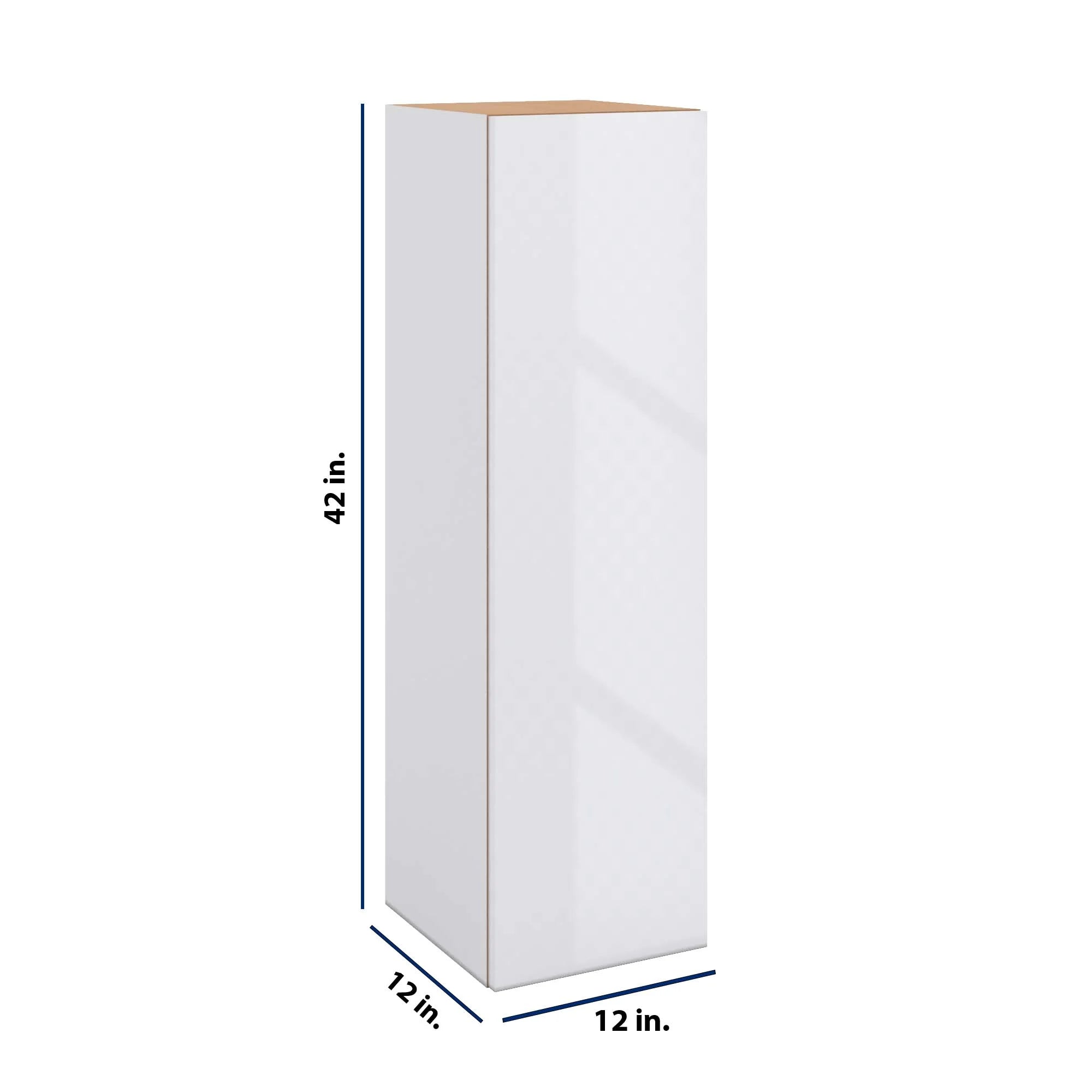 Modernform Cabinet Gloss White 12" W X 42" H X 12" D Single Door Wall Cabinet