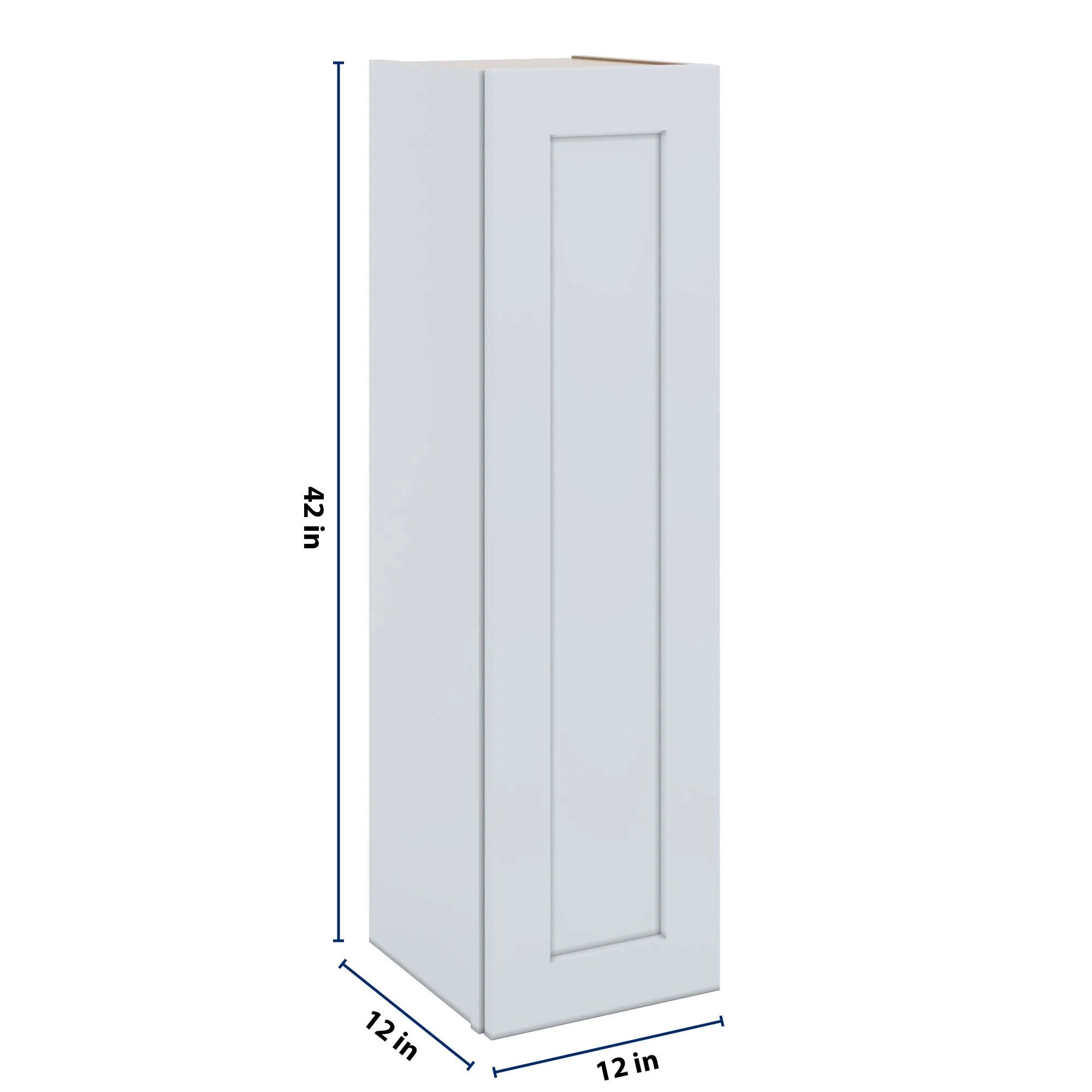 J&K White Shaker S8 Single Door Wall Cabinet - 12" W x 42" H