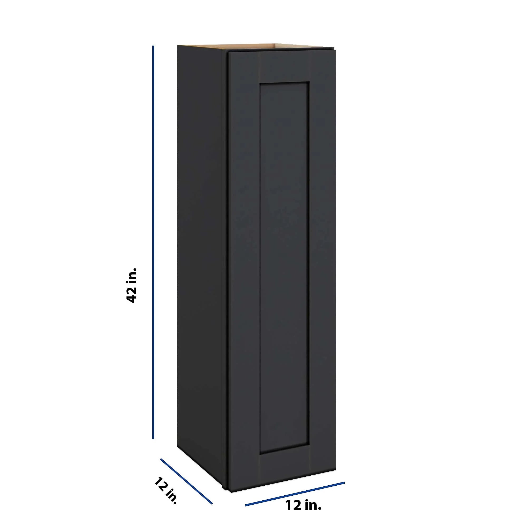 Modernform Cabinet Onyx Black Shaker 12" W X 42" H X 12" D Single Door Wall Cabinet