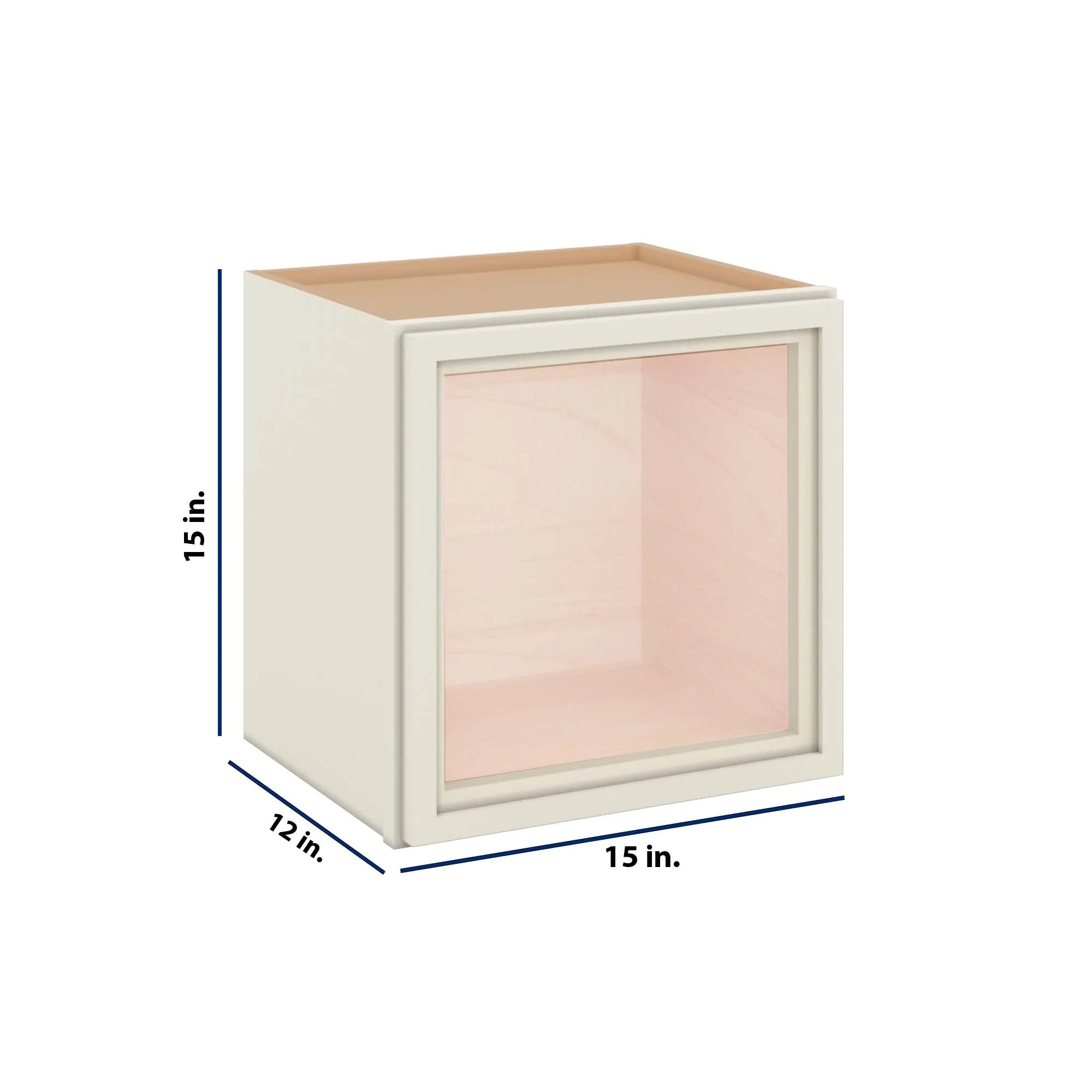 Modernform Cabinet Slim Dove White 15" W X 15" H X 12" D Single Glass Door Wall Cabinet