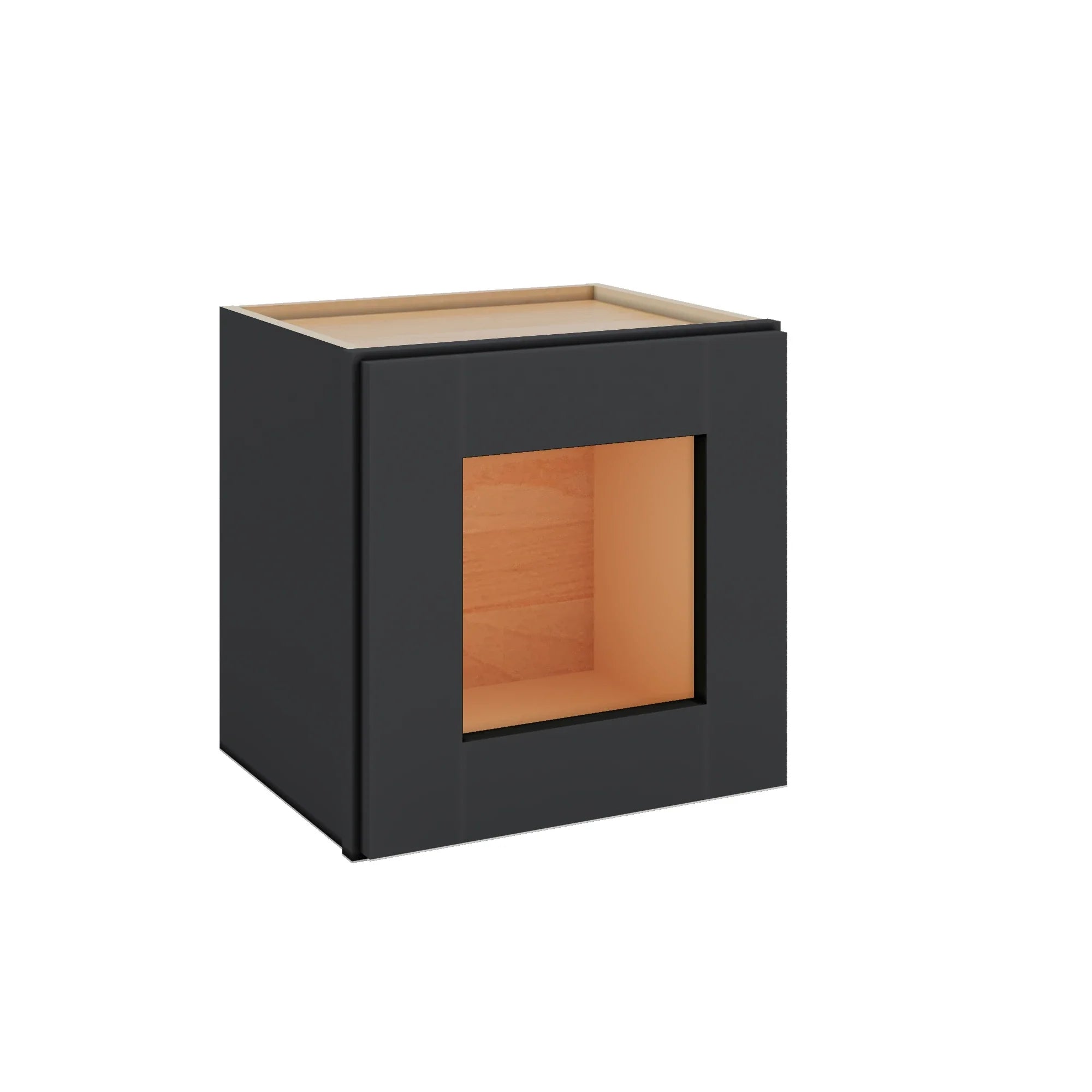 Modernform Cabinet Onyx Black Shaker 15" W X 15" H X 12" D Single Glass Door Wall Cabinet