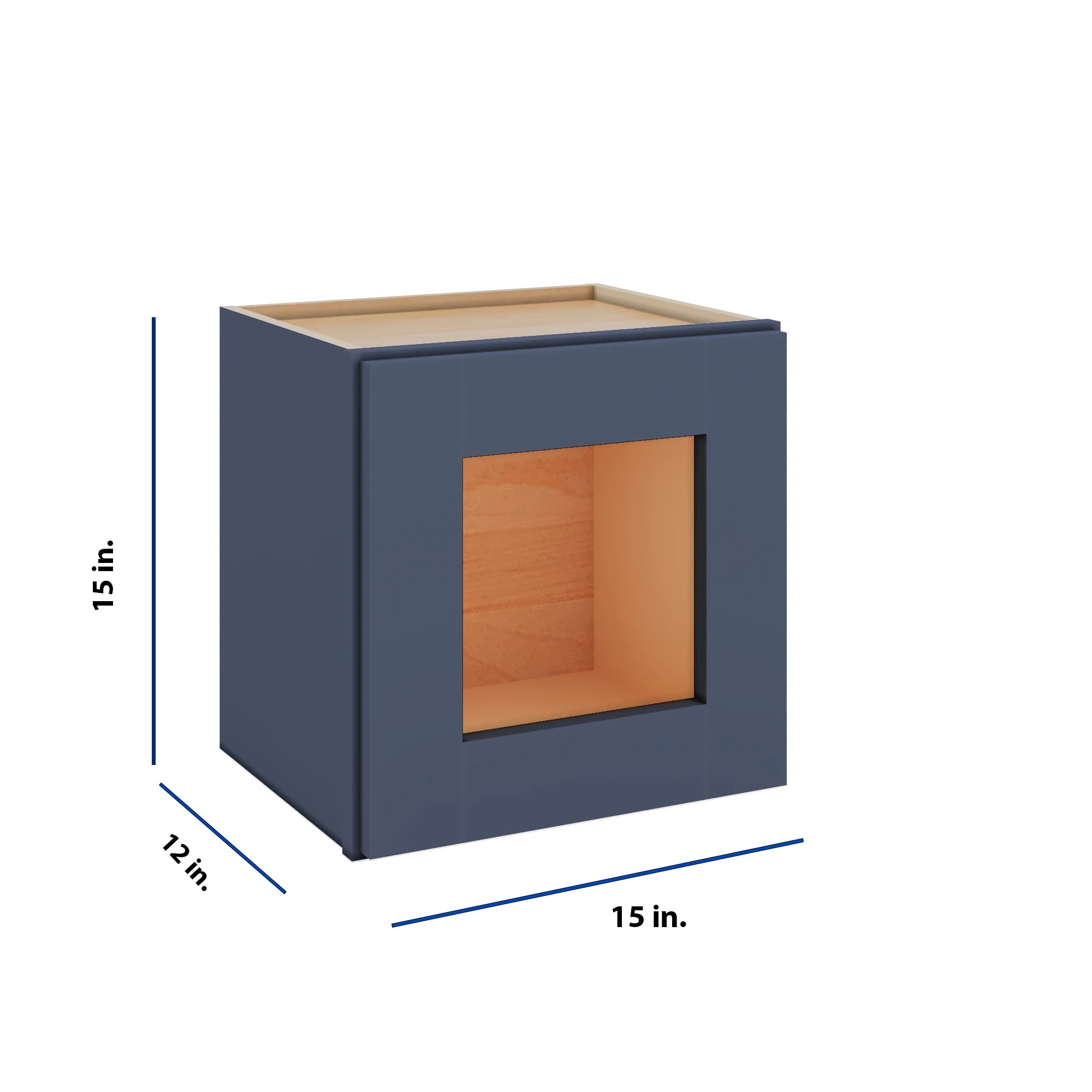 Modernform Cabinet Signature Blue 15" W X 15" H X 12" D Single Glass Door Wall Cabinet
