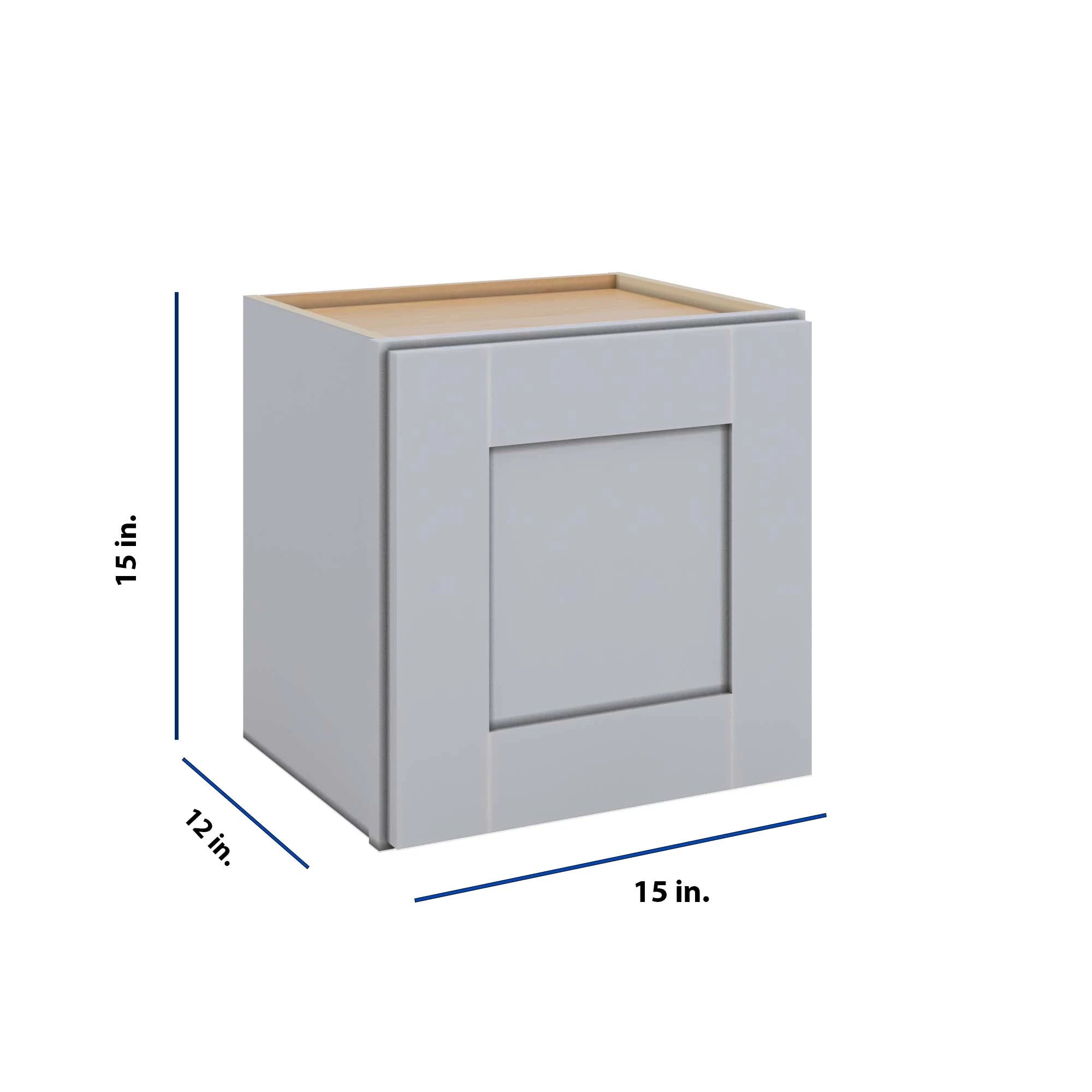 Modernform Cabinet Grey Shaker 15" W X 15" H X 12" D Single Door Wall Cabinet