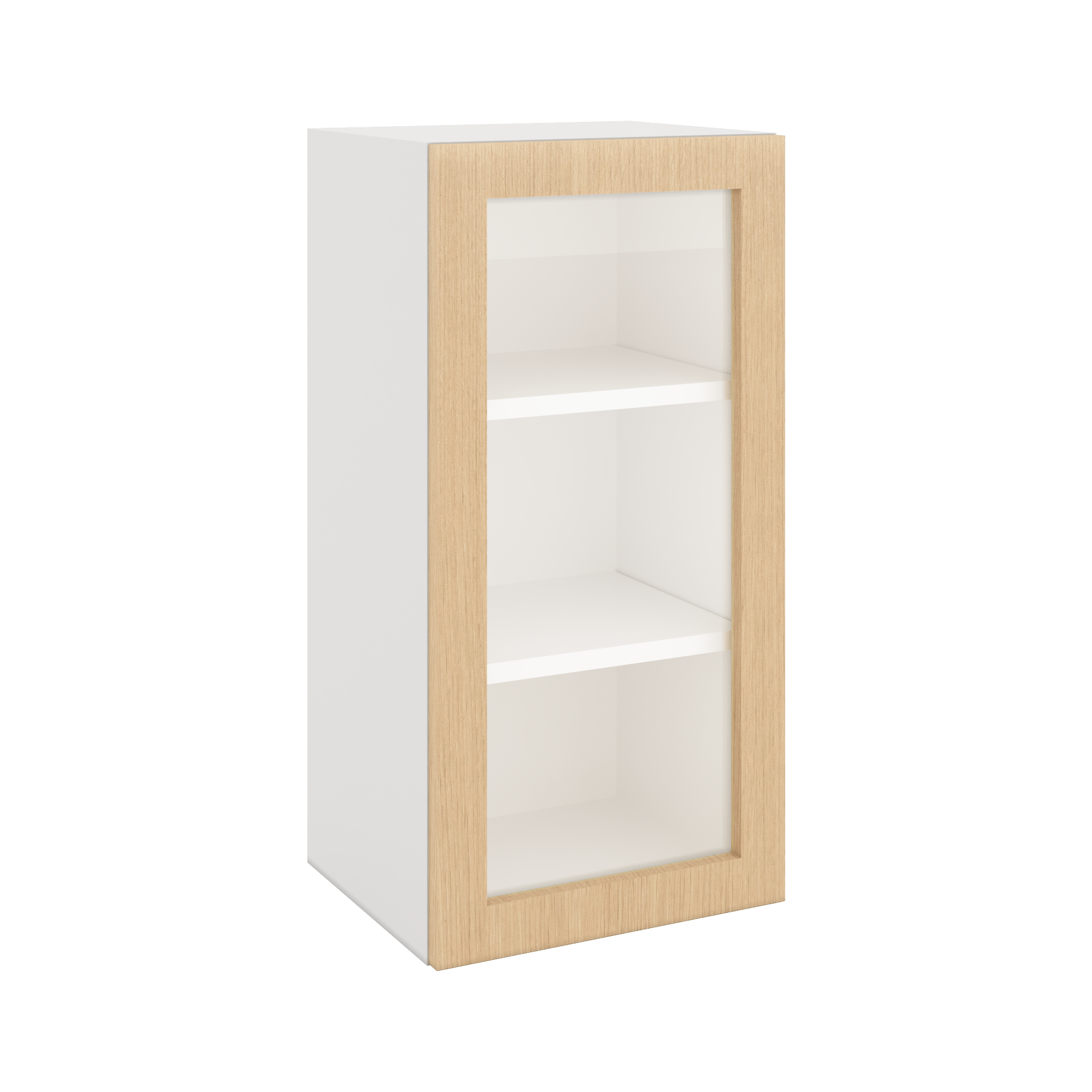 Modernform Cabinet Natural Oak 15" W X 30" H X 12" D Single Glass Door Wall Cabinet