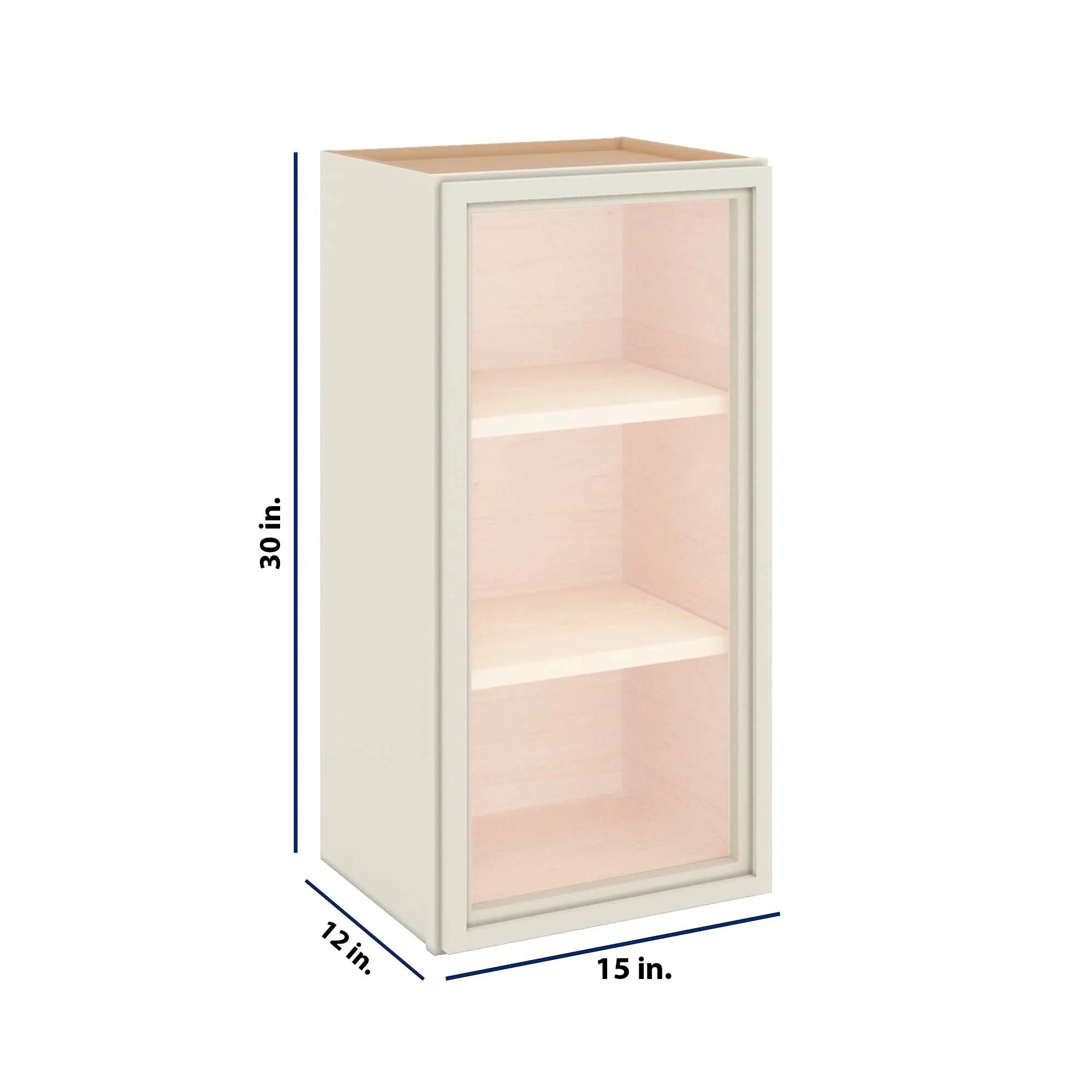 Modernform Cabinet Slim Dove White 15" W X 30" H X 12" D Single Glass Door Wall Cabinet